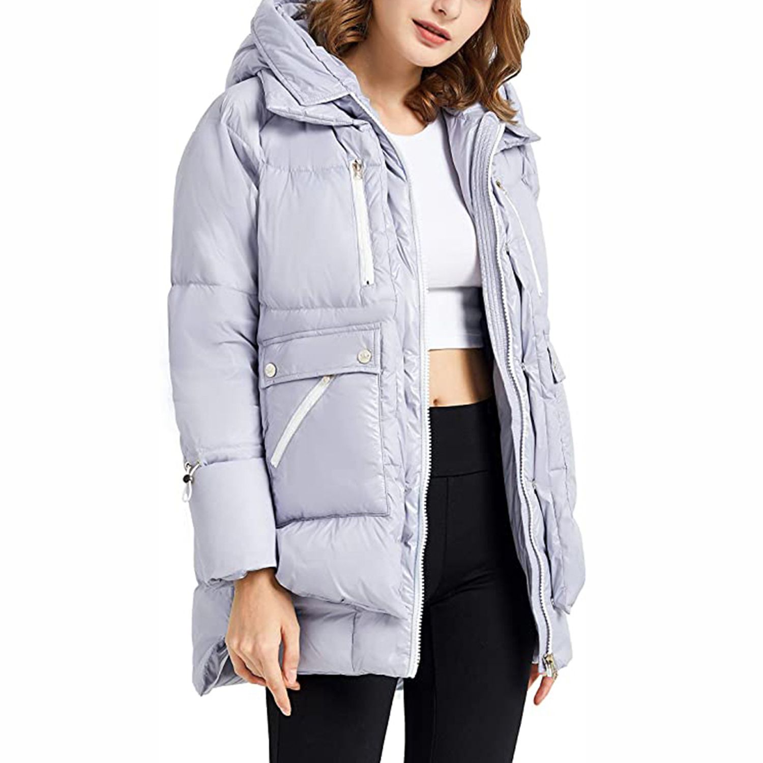 Orolay Women’s Winter Down Coat Metallic Hooded Puffer Jacket