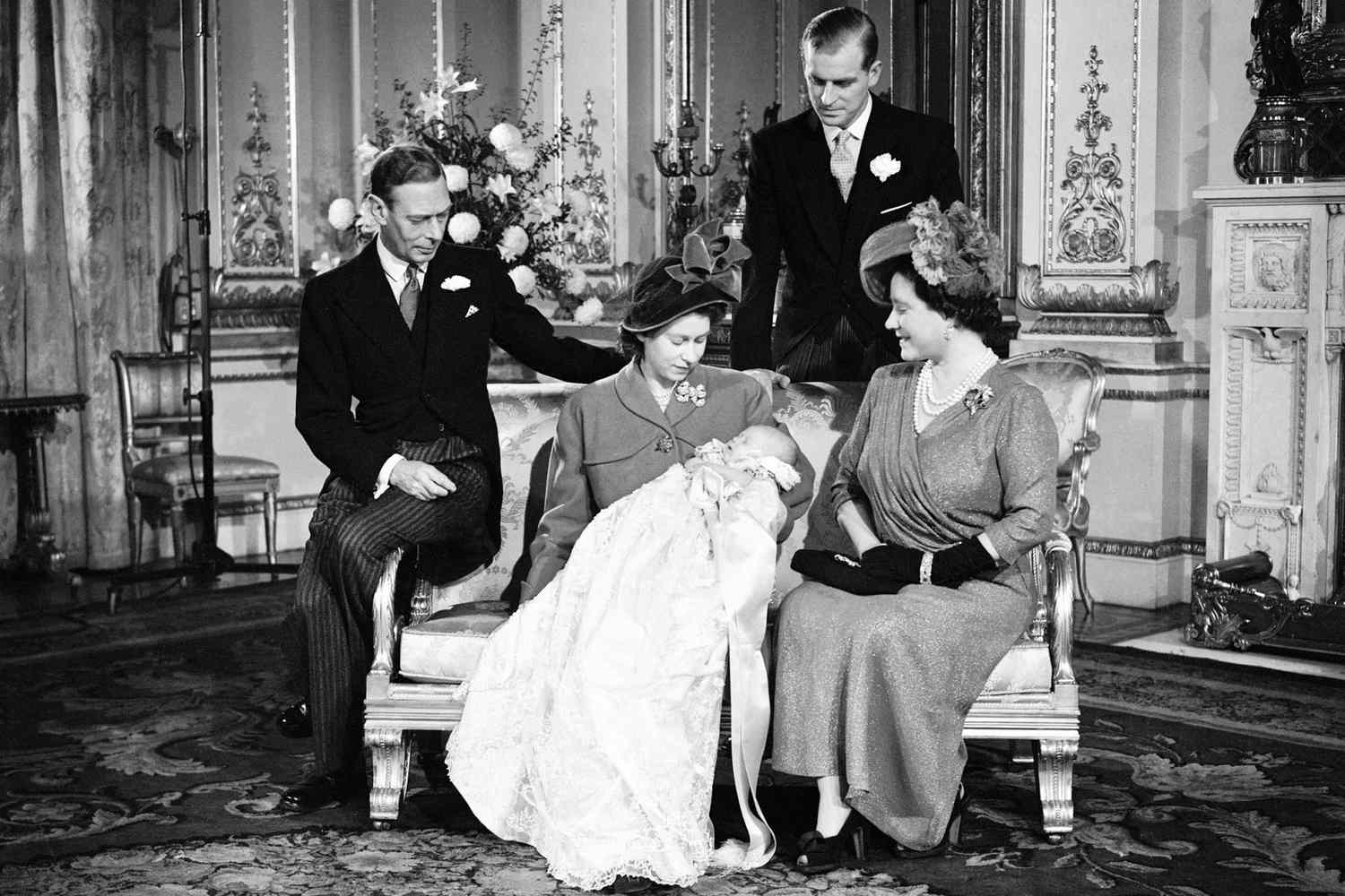 Prince Charles, King George VI, Princess Elizabeth, The Queen Mother, Prince Philip