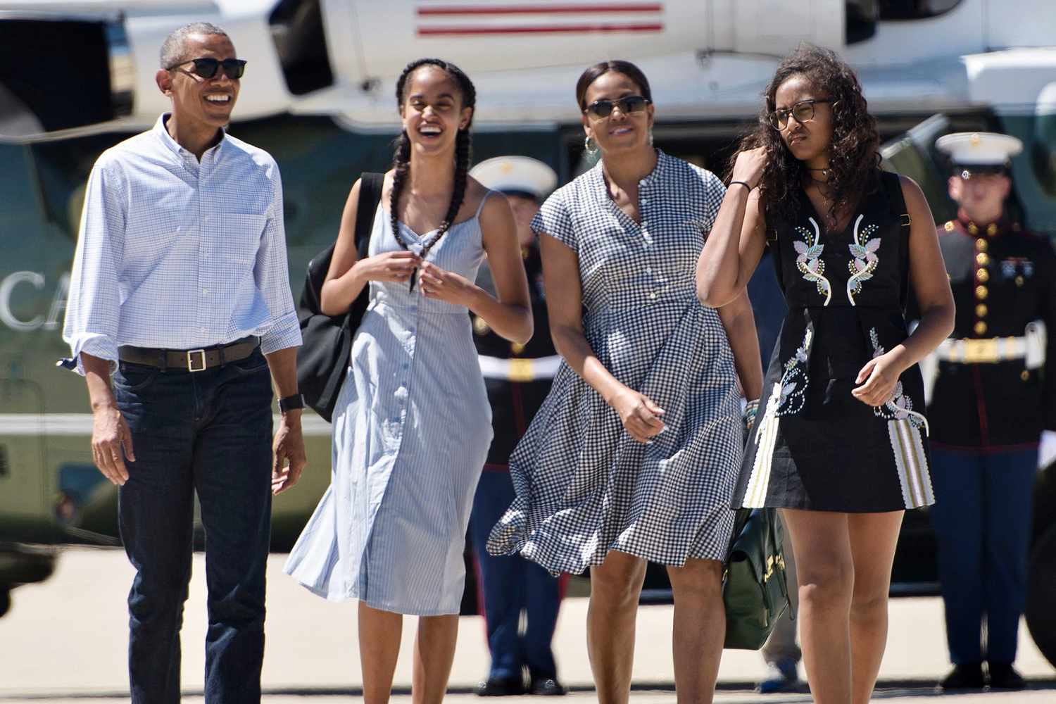 Barack, Michelle, Sasha, and Malia Obama