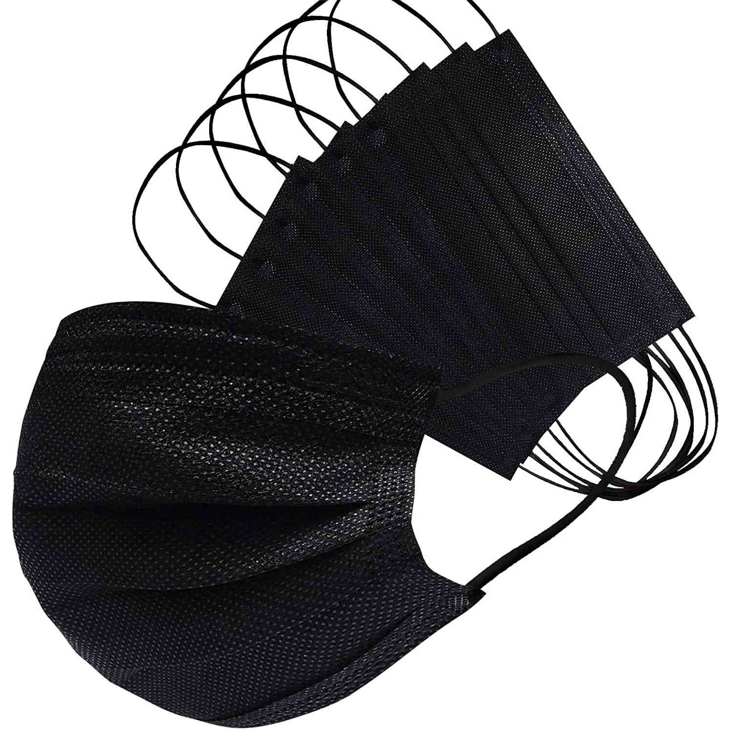 3-Ply Disposable Face Mask Breathable Black Masks of 50 PCS Black