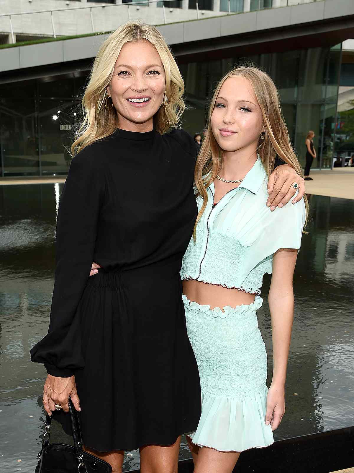 Kate Moss (L) and Lila Moss attend the Longchamp SS20