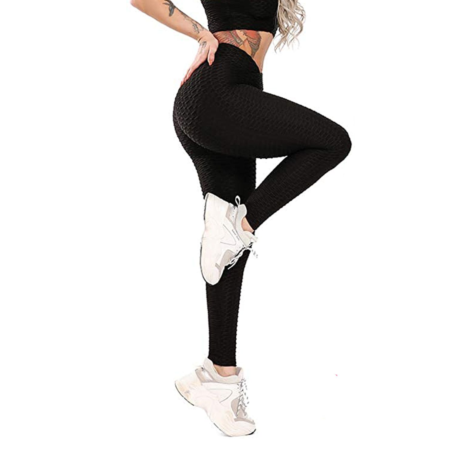 ZODEYI Womens TIK Tok Leggings High Waist Yoga Pants Tummy Control Leggings Butt Lifting Textured Workout Tight