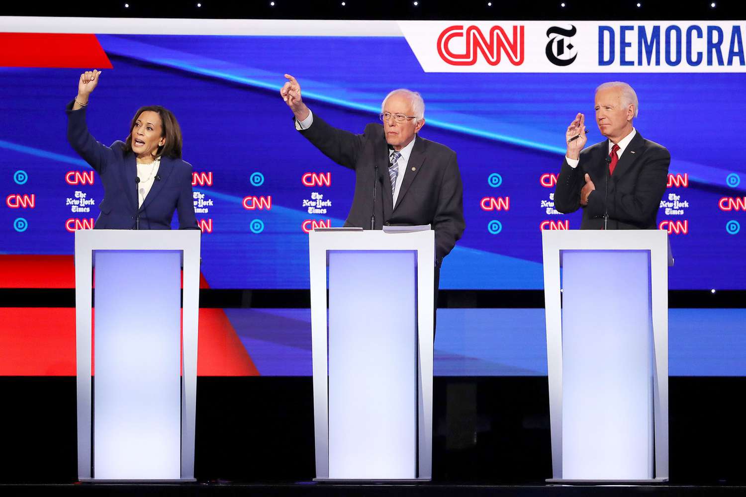 Sen. Kamala Harris (D-CA), Sen. Bernie Sanders (I-VT) and former Vice President Joe Biden