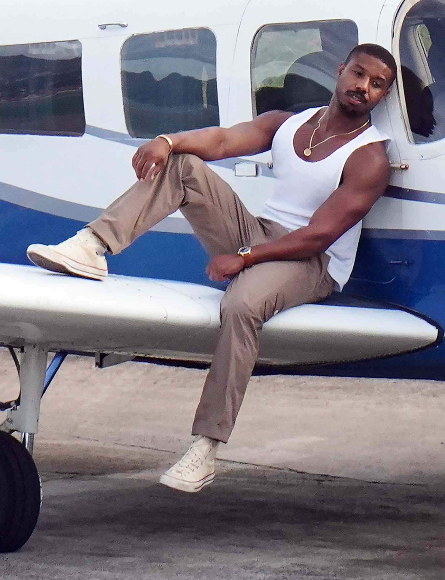 Michael B Jordan on a photo shooting for Mens Health in St-Barth