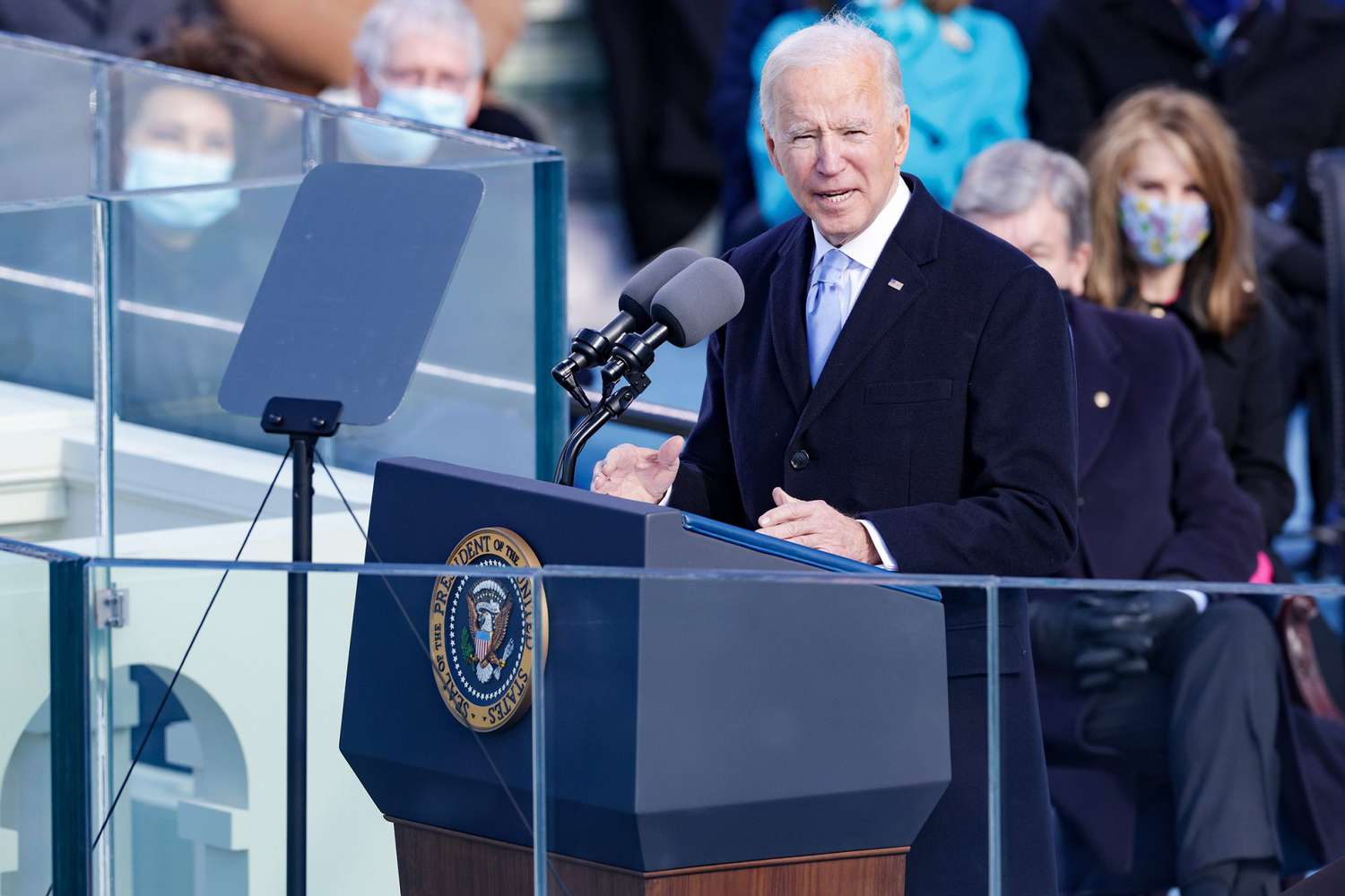 U.S. President Joe Biden delivers his inaugural address on the West Front of the U.S. Capitol on January 20, 2021