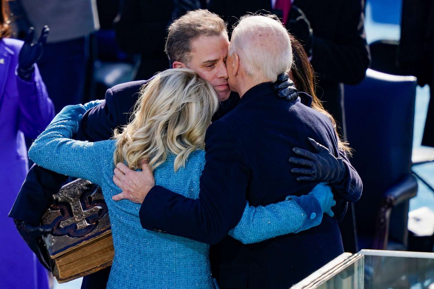 U.S. President Joe Biden embraces his family First Lady Dr. Jill Biden, son Hunter Biden and daughter Ashley after being sworn in during his inauguation on the West Front of the U.S. Capitol on January 20, 2021 in Washington, DC