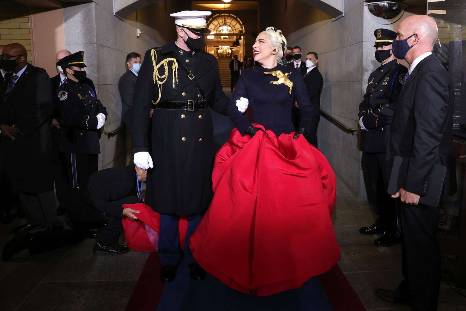 Lady Gaga sings the National Anthem at the inauguration of U.S. President-elect Joe Biden on the West Front of the U.S. Capitol on January 20, 2021 in Washington, DC