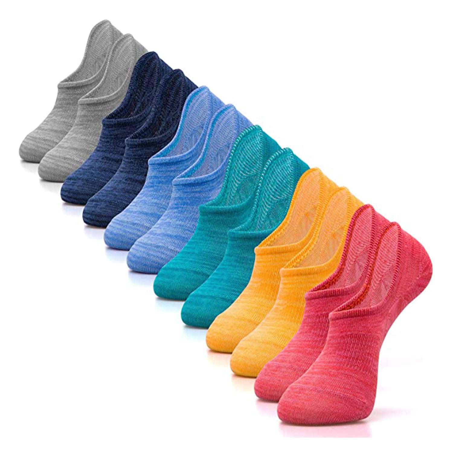 IDEGG No Show Socks For Women and Men Bundle 6 Pairs & 8 Pairs Low Cut Anti-slid Athletic Sport Line Cotton Socks with Non Slip Grip 