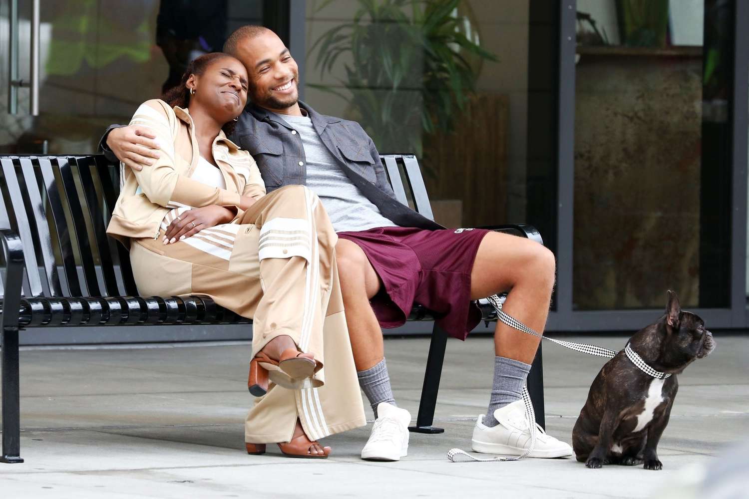 Issa Rae and Kendrick Sampson get cozy filming a scene for 'Insecure'