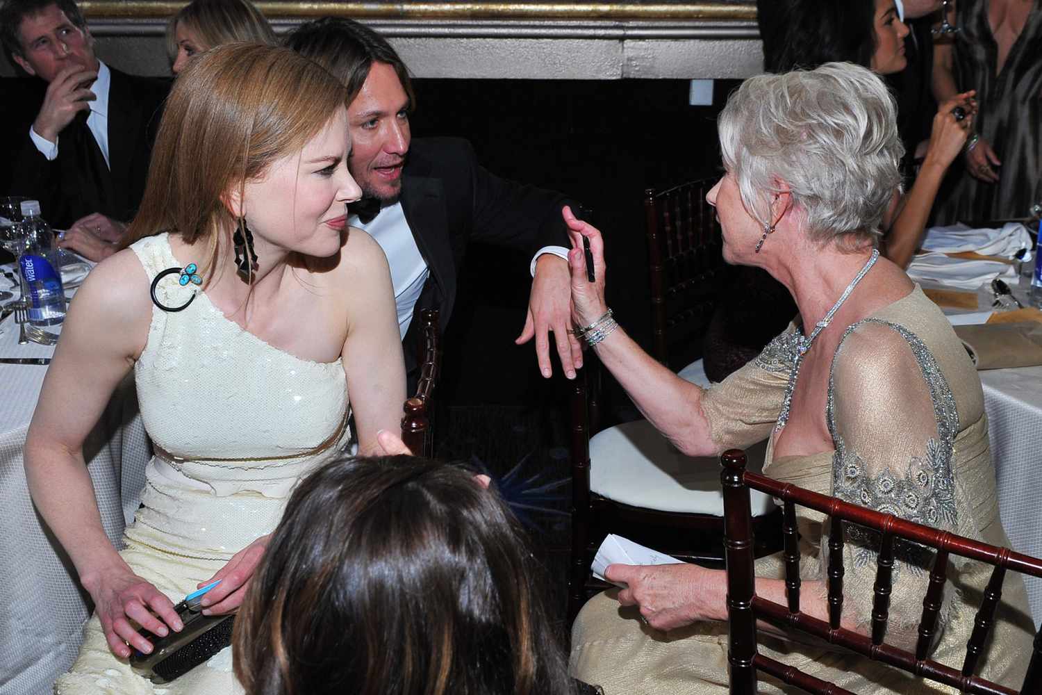 Nicole Kidman, Keith Urban, and Helen Mirren during the 68th Annual Golden Globe Awards