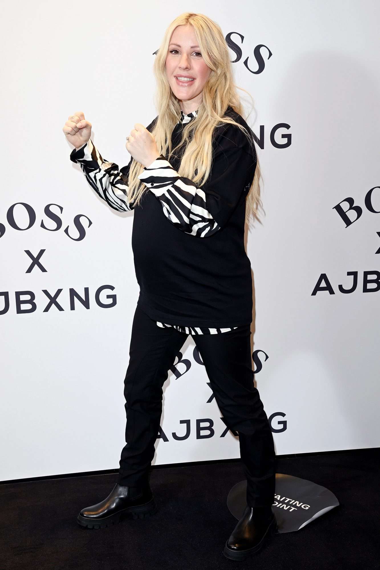 Ellie Goulding attends the unveiling of the new BOSS x Anthony Joshua Collection on February 24, 2021 in London, England