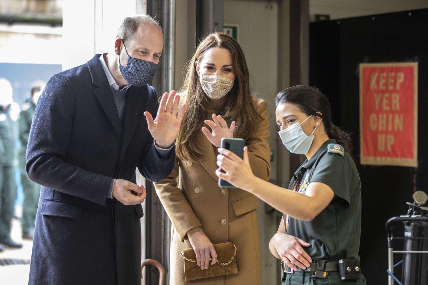 The Duke and Duchess of Cambridge during a visit to Newham ambulance station