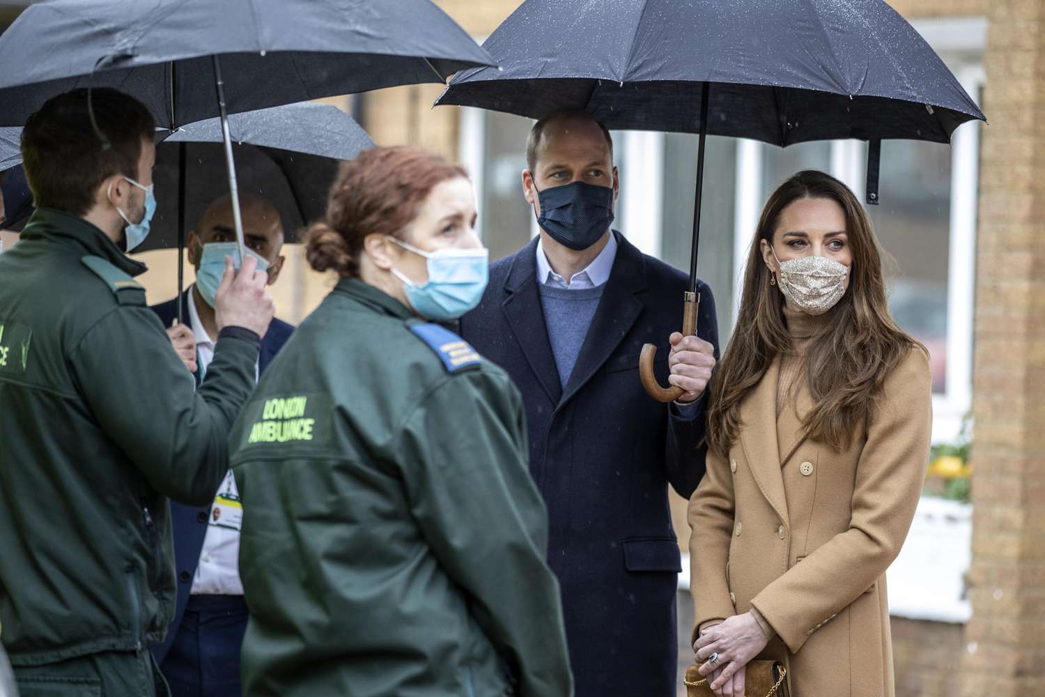 The Duke and Duchess of Cambridge during a visit to Newham ambulance station