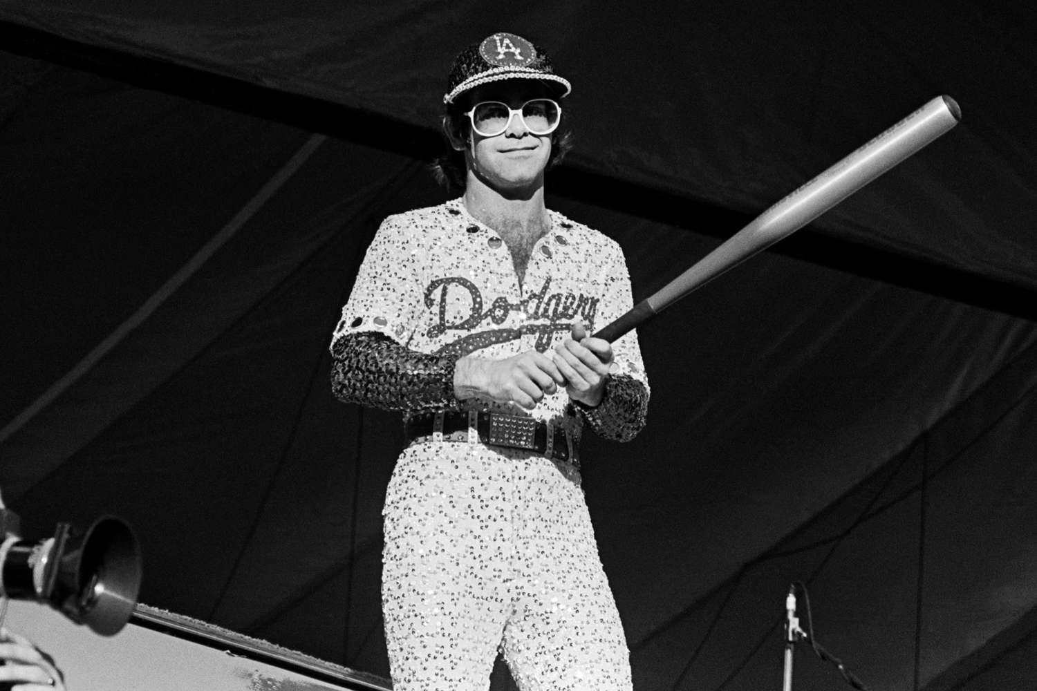 Elton John in concert at Dodger Stadium, Los Angeles, USA - October 1975