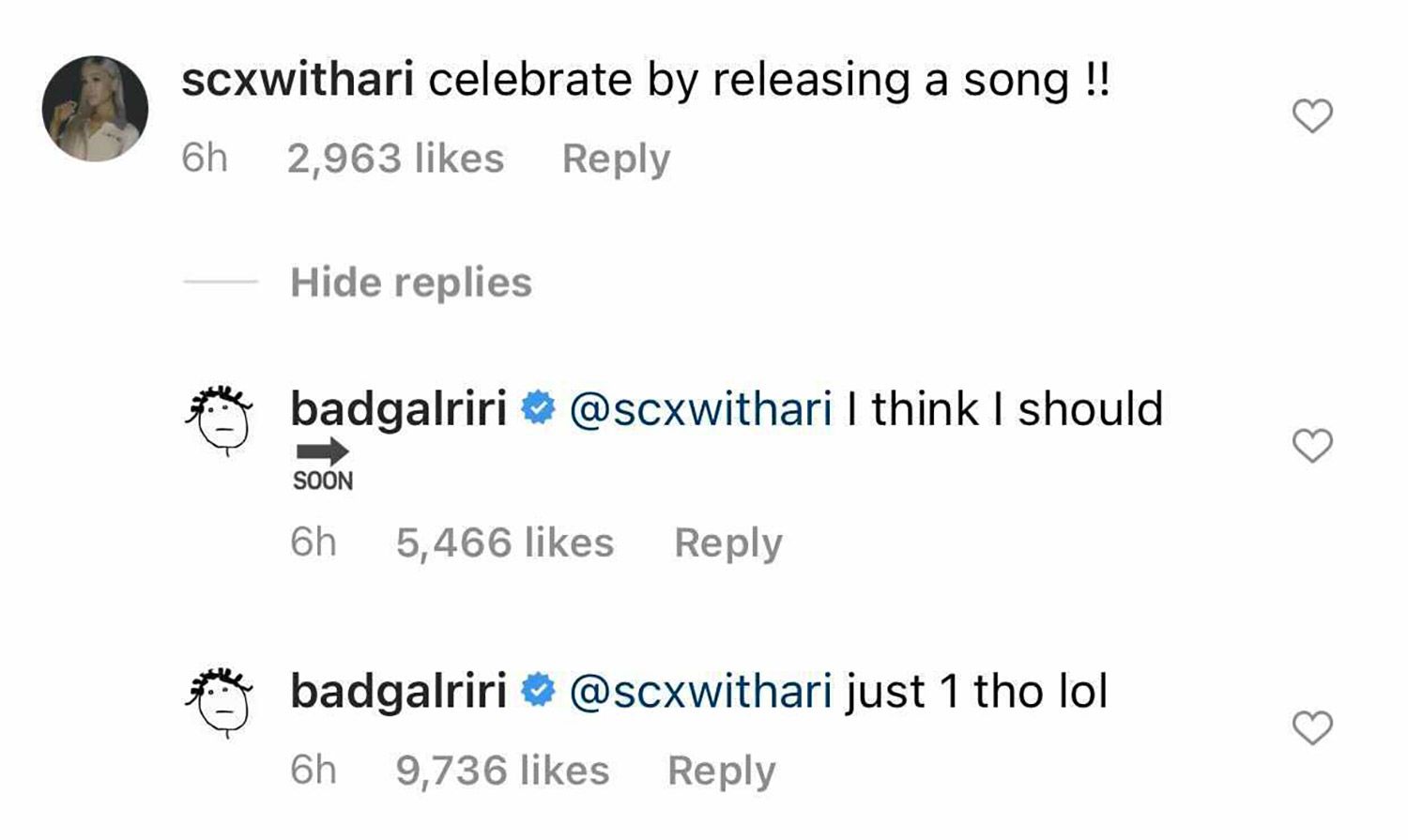 Rihanna on Instagram Comments