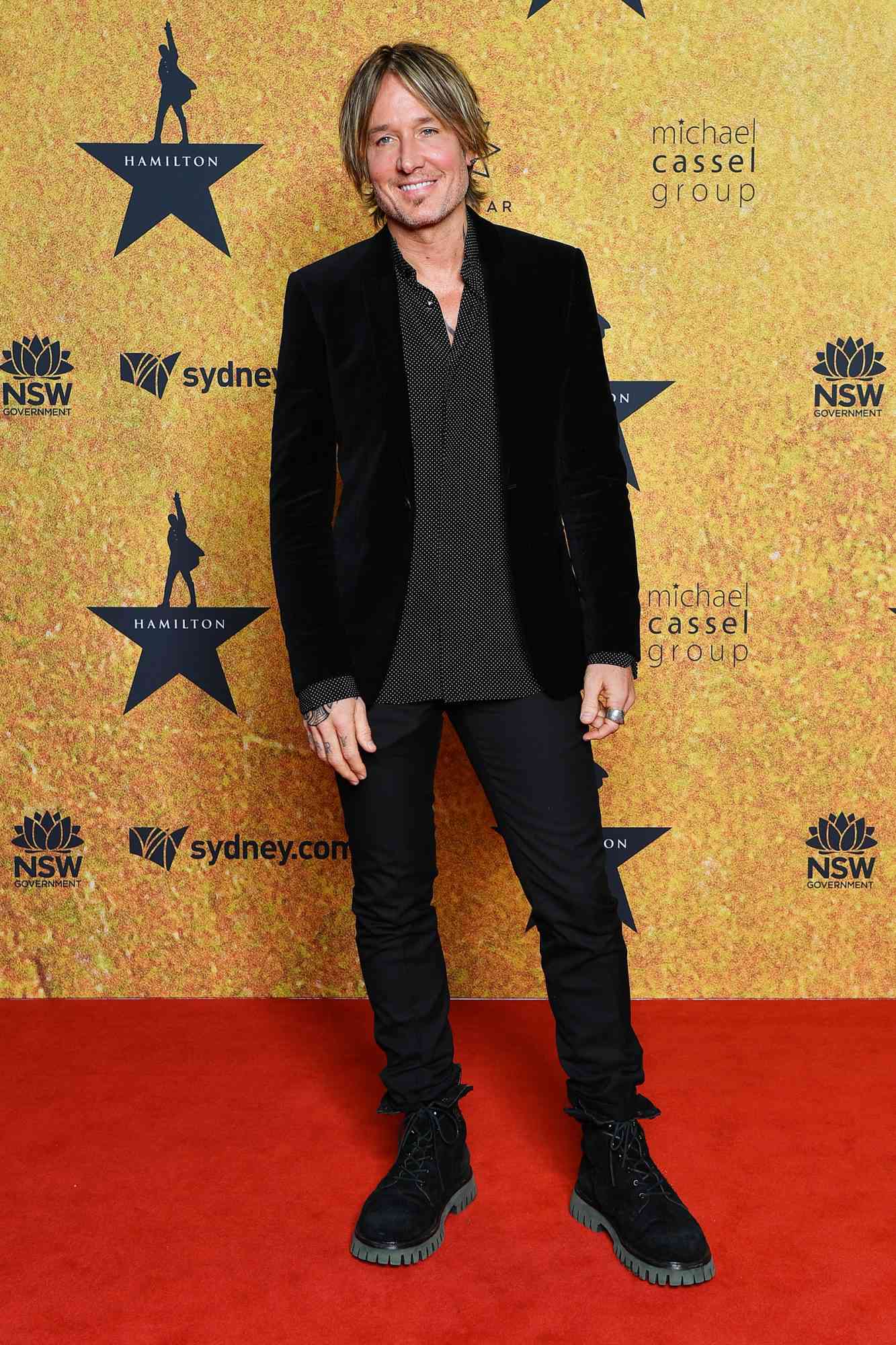 Keith Urban attends the Australian premiere of Hamilton at Lyric Theatre, Star City on March 27, 2021 in Sydney, Australia