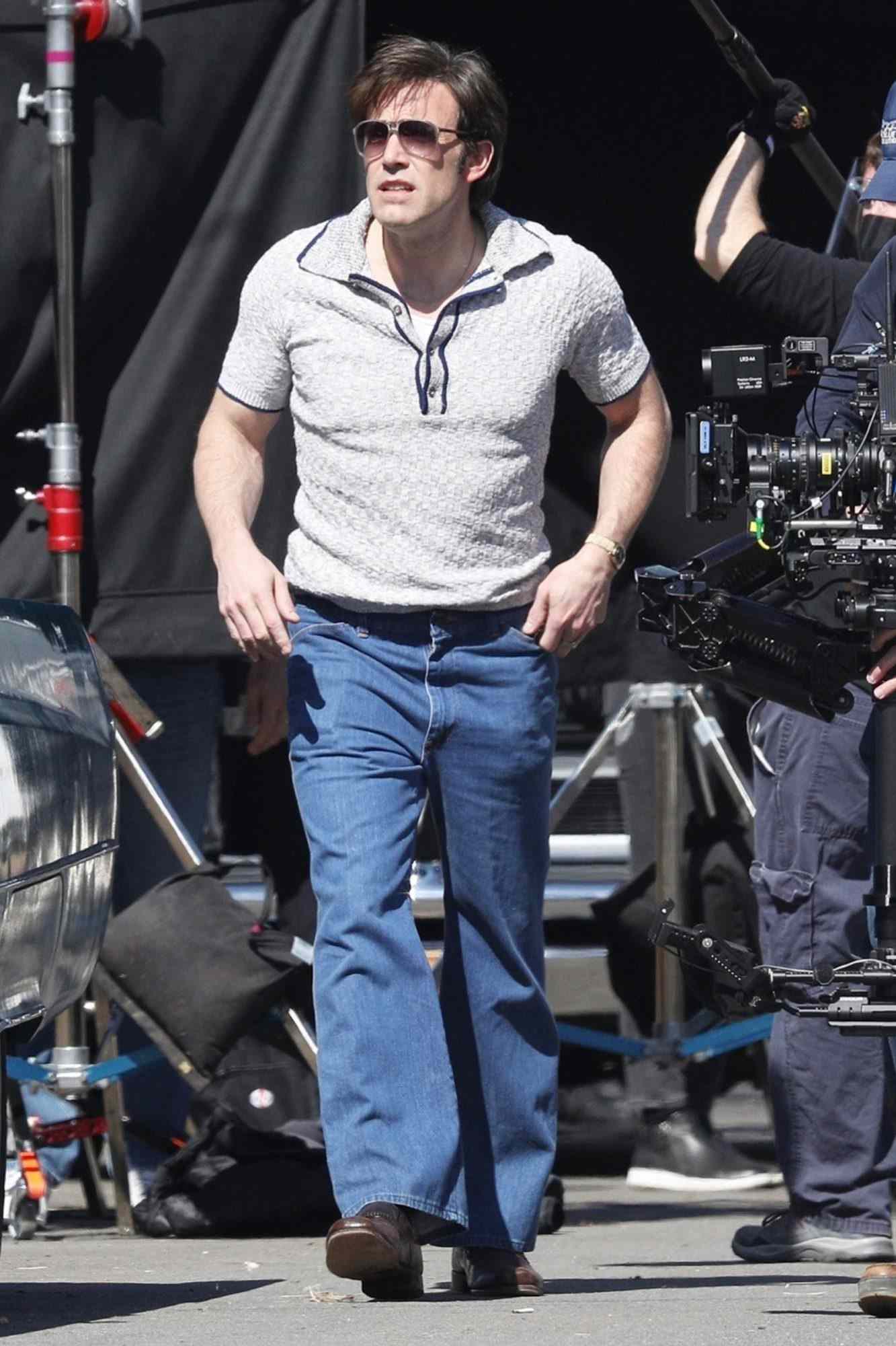 Ben Affleck sports a clean shaven new look as he is seen with director George Clooney on set of 'The Tender Bar'