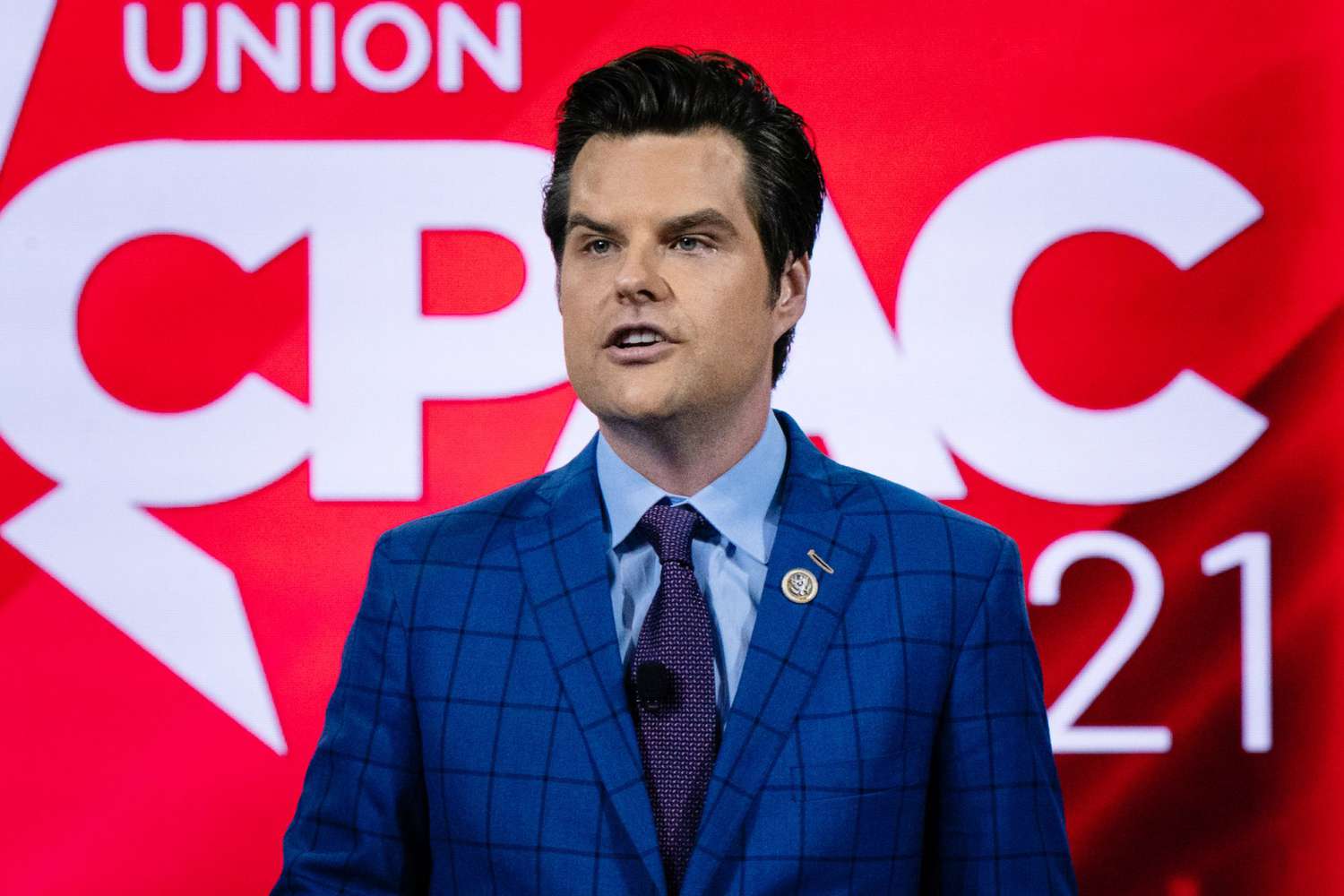 Representative Matt Gaetz, a Republican from Florida, speaks during the Conservative Political Action Conference (CPAC) in Orlando, Florida, U.S., on Friday, Feb. 26, 2021