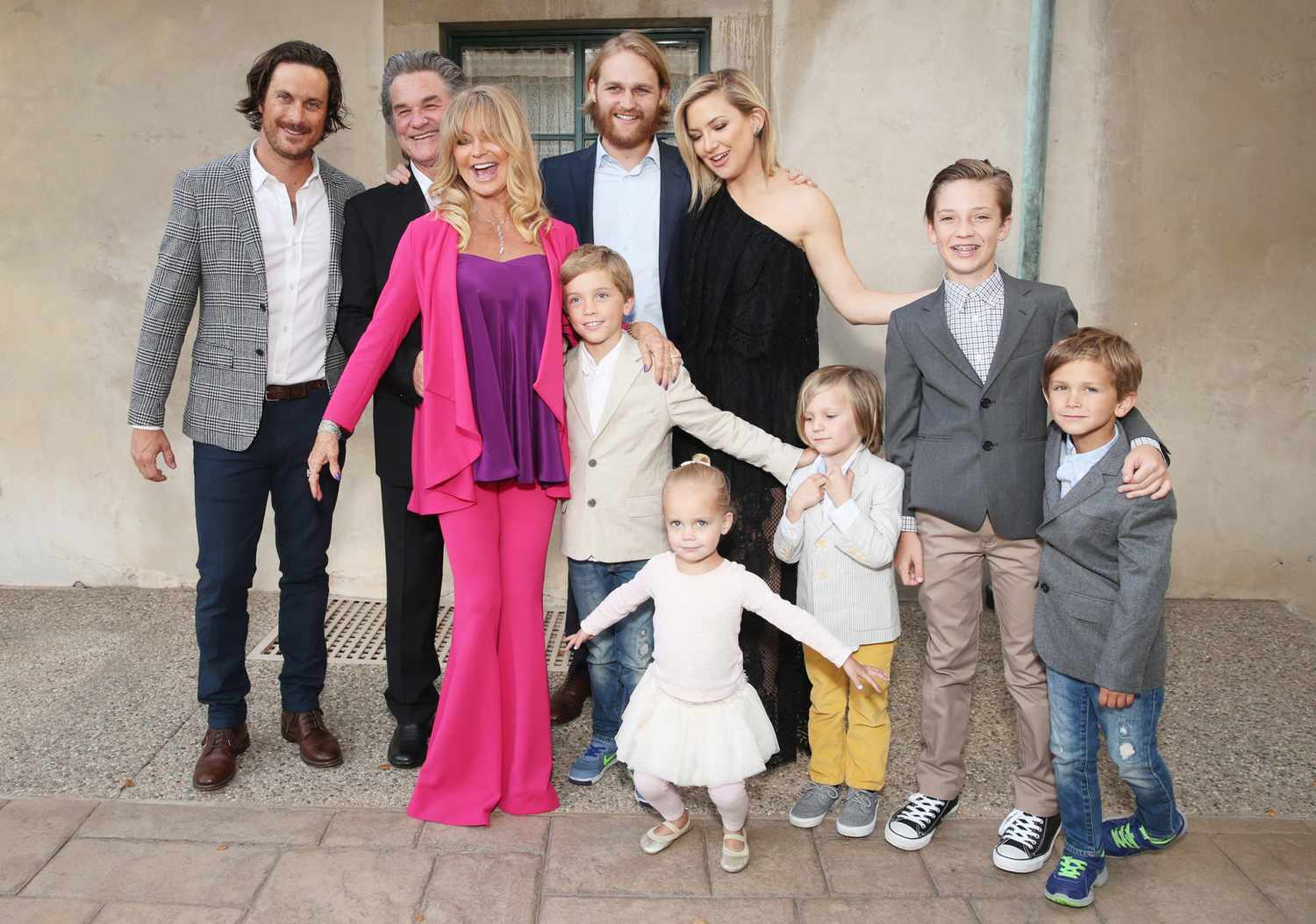 Oliver Hudson, Kurt Russell, Goldie Hawn, Wyatt Russell and Kate Hudson with kids Ryder Robinson, Wilder Hudson, Bodhi Hudson, Rio Hudson and Bingham Bellamy