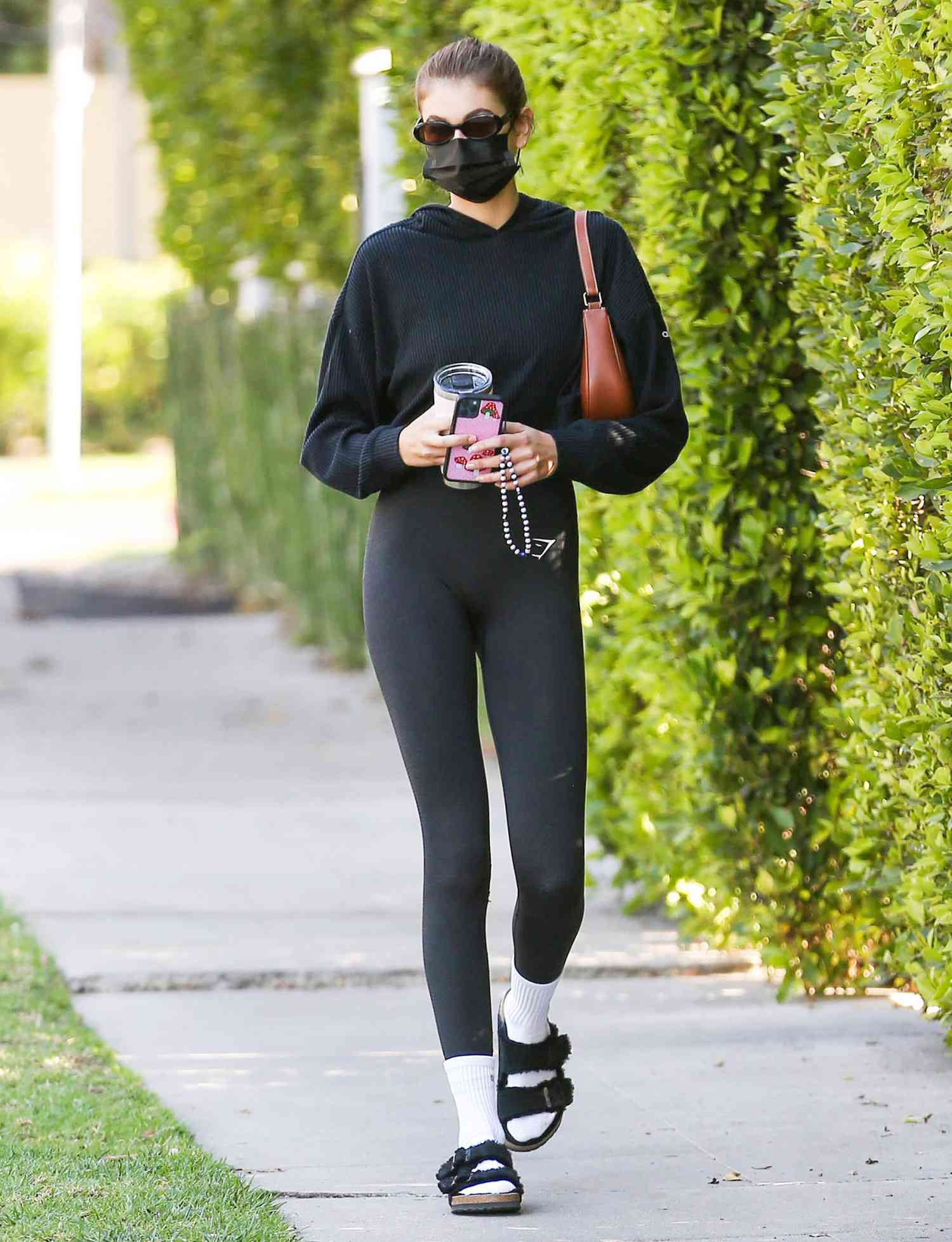 Kaia Gerber is seen on April 01, 2021 in Los Angeles, California