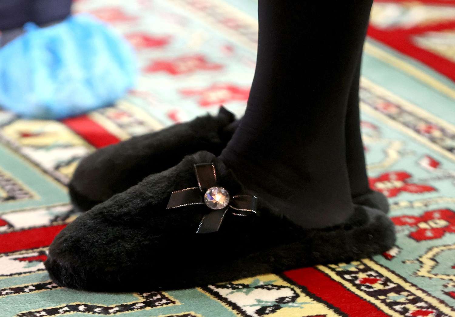 Slippers worn by Britain's Camilla, Duchess of Cornwall
