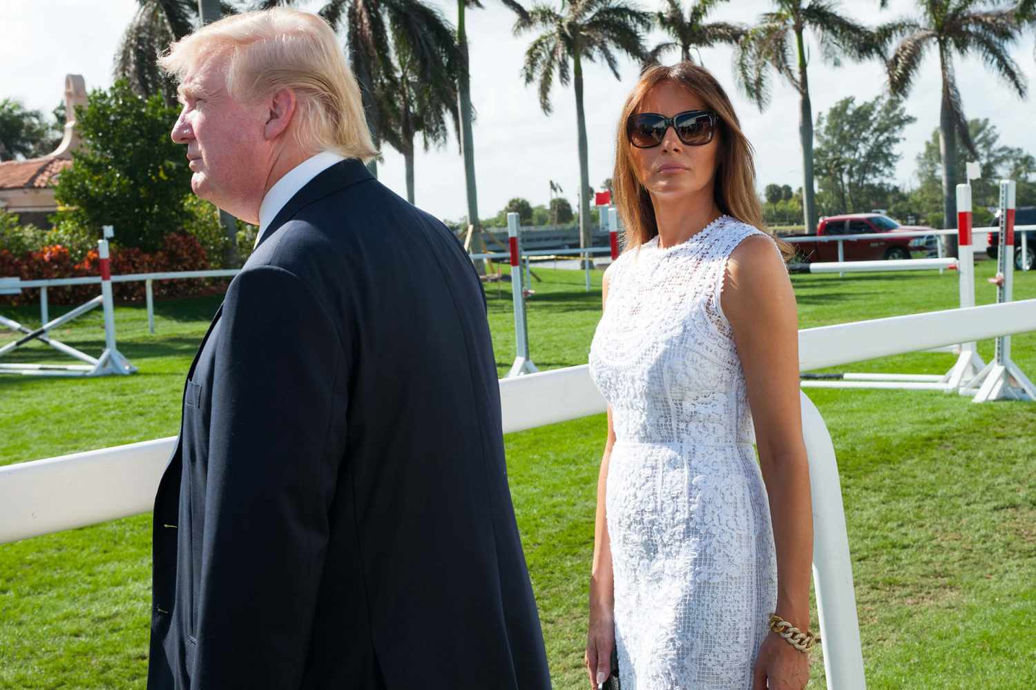 Businessman Donald Trump and wife Melania at the Trump Invitational Grand Prix at Mar-a-Lago, Palm Beach, Florida, January 4, 2015