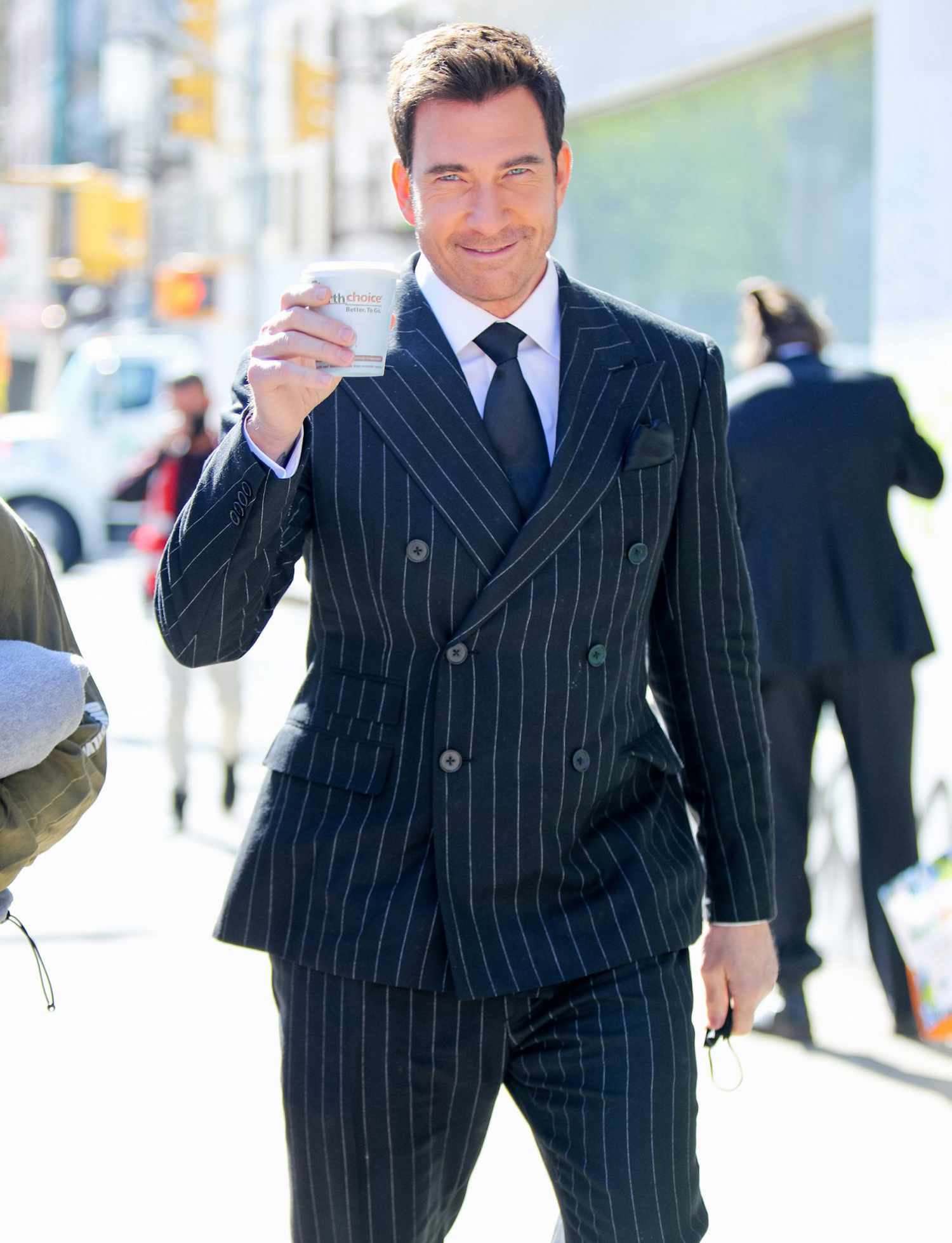 Dylan McDermott is seen at the film set of the "Law and Order: Organized Crime" on May 11, 2021 in New York City