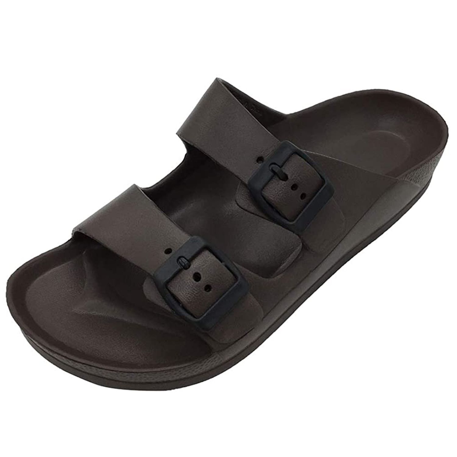 FUNKYMONKEY Men's Comfort Slides Double Buckle Adjustable EVA Flat Sandals 