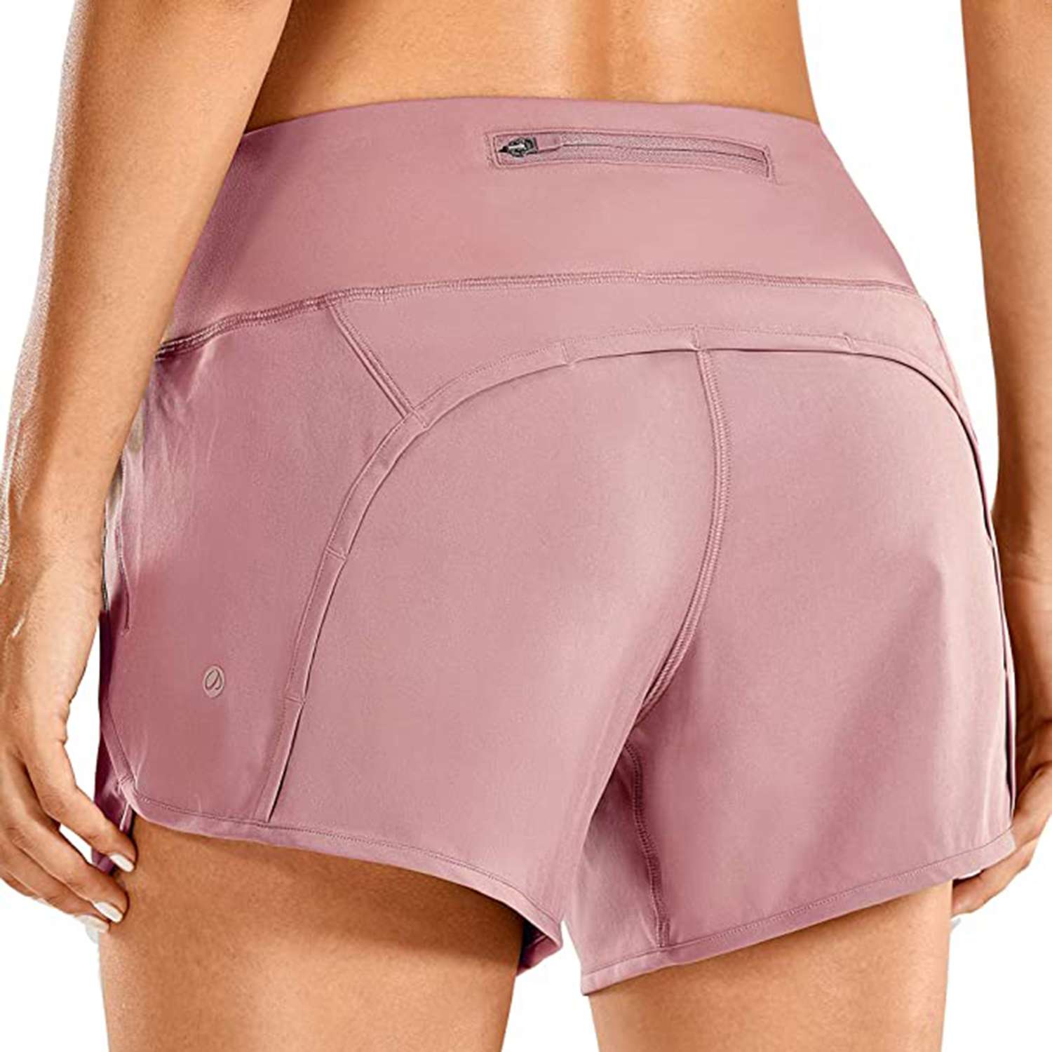 3'' CRZ YOGA Women's Mid-Rise Quick Dry Lined Dolphin Running Shorts with Zip Pocket Elastic Waist Athletic Workout Shorts