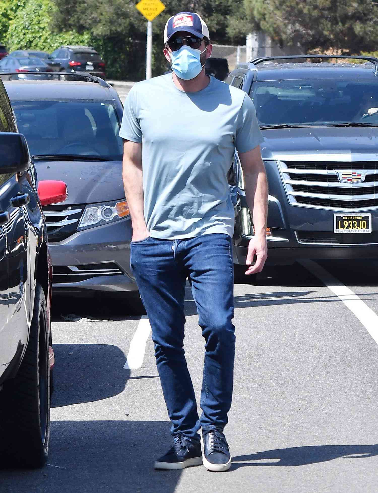 Ben Affleck is Pictured Back in Los Angeles After Visiting Girlfriend Jennifer Lopez in Miami Earlier This Week.