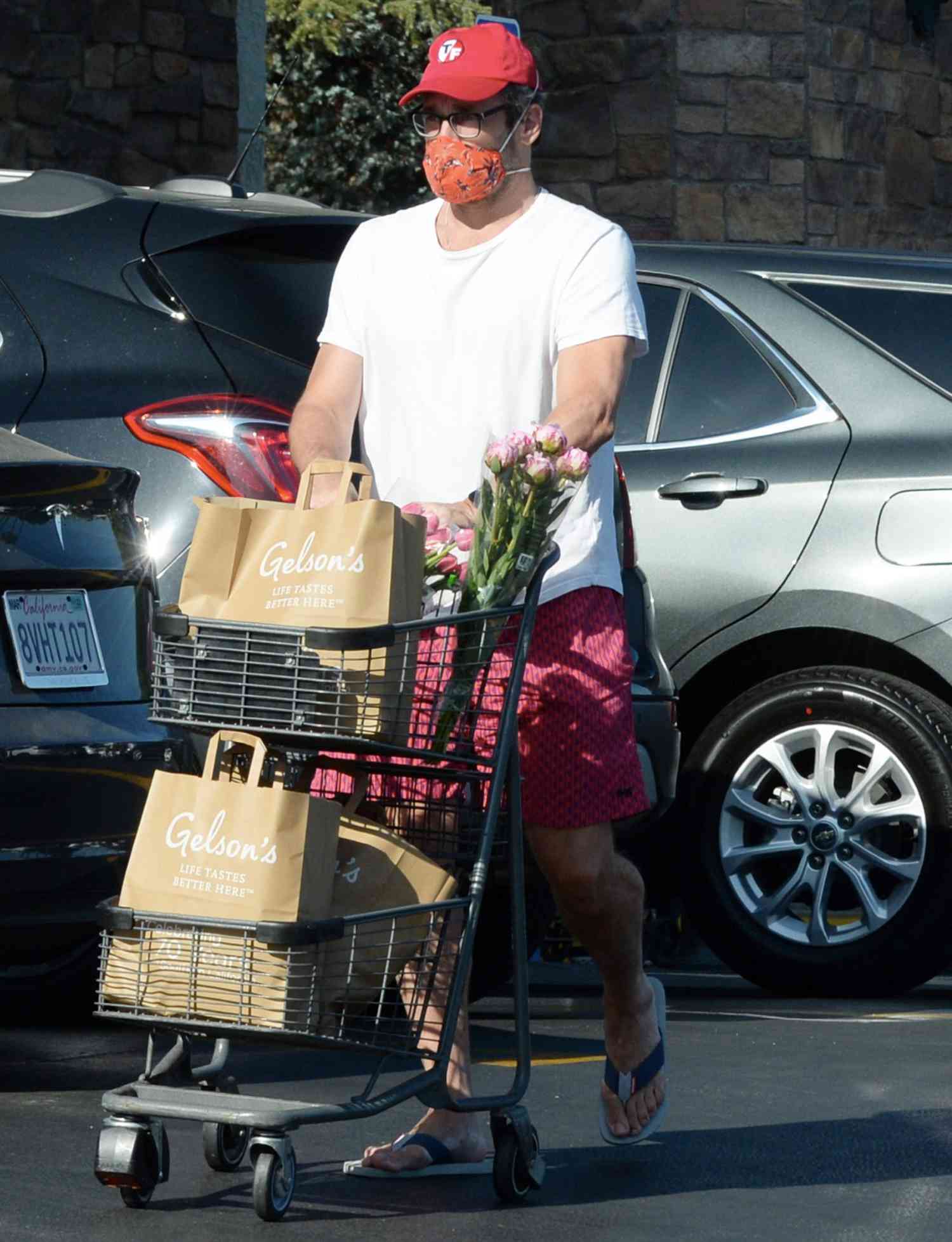Jon Hamm and Anna Osceola are Pictured Grocery Shopping in Los Angeles.
