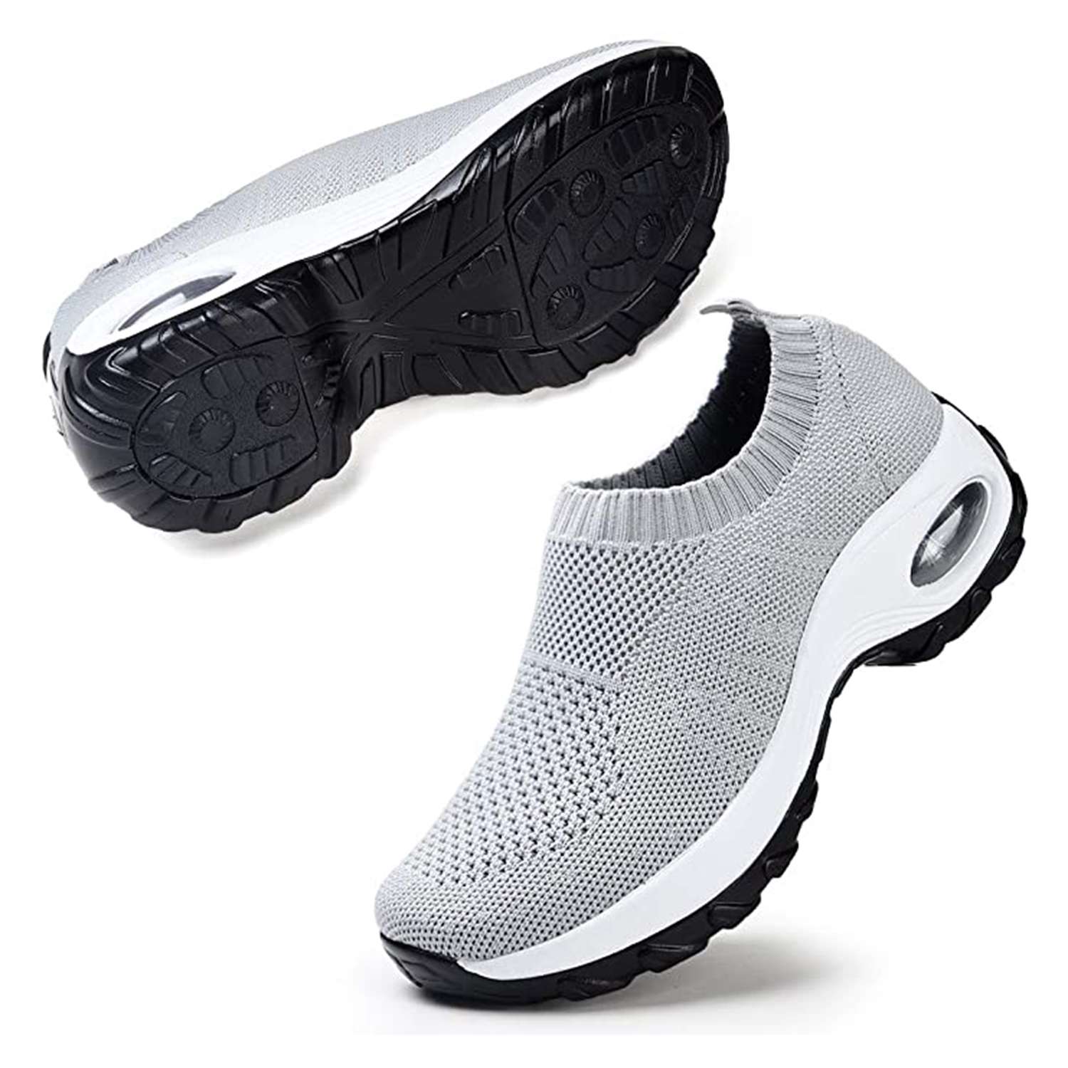 STQ Womens Walking Shoes Slip-on Lightweight Mesh Sneakers Breathable Tennis Comfortable Platform Wedge Shoes