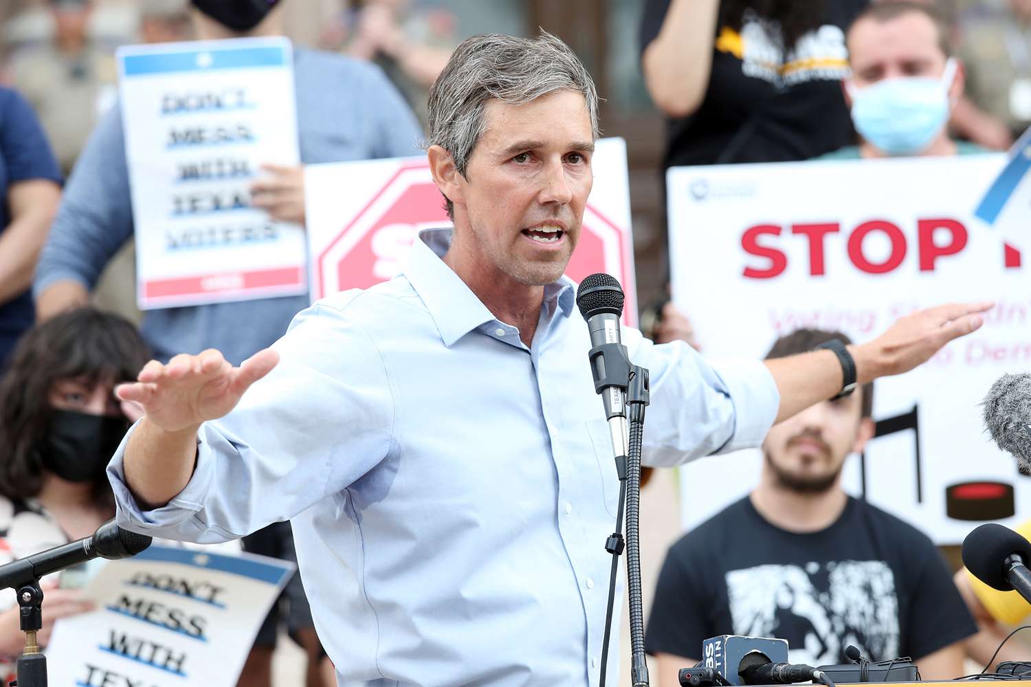 Former United States Representative Beto O'Rourke speaks during the &quot;Texans Rally For Our Voting Rights&quot; event at the Texas Capitol Building on May 8, 2021 in Austin, Texas