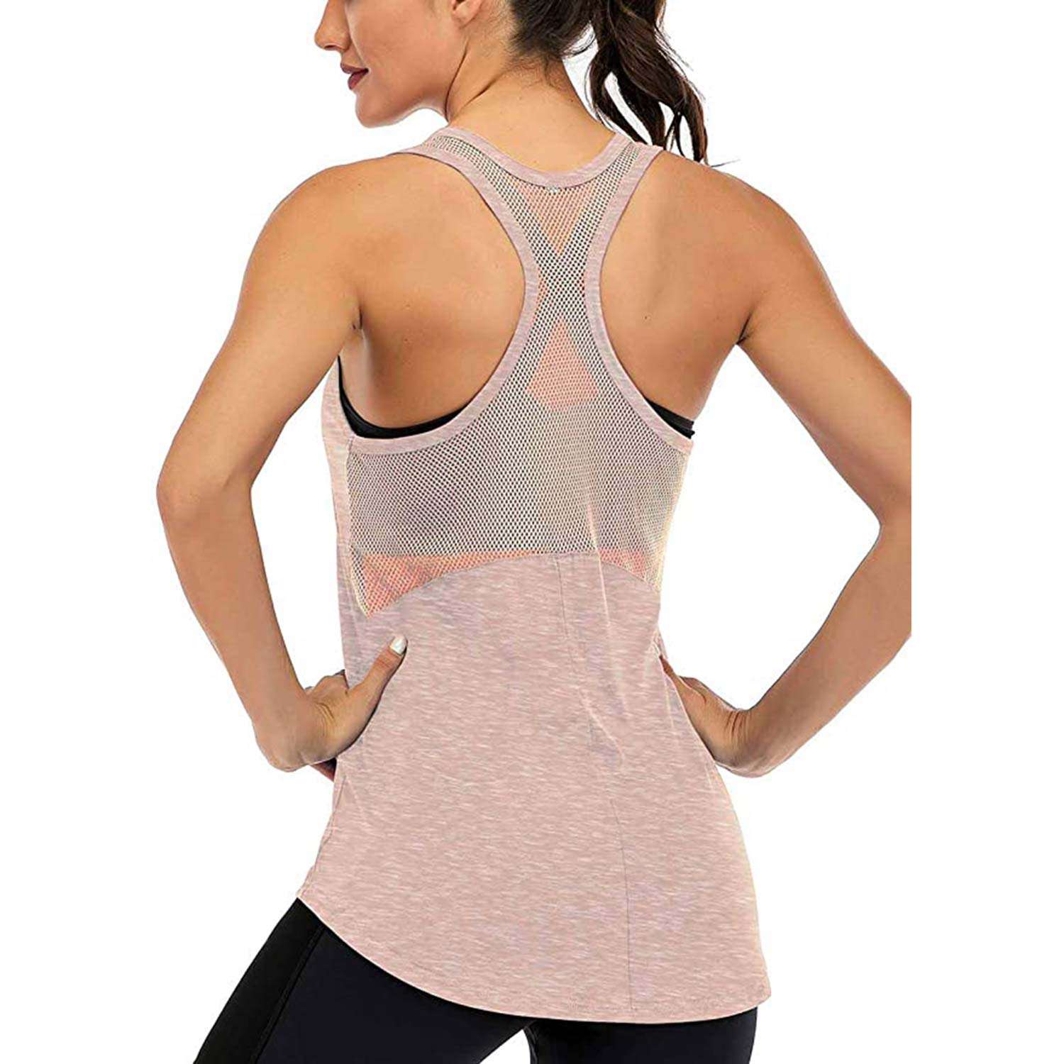 Workout Tops for Women Built in Bra Loose Tank Exercise Top Racerback Athletic Tank Yoga Shirt