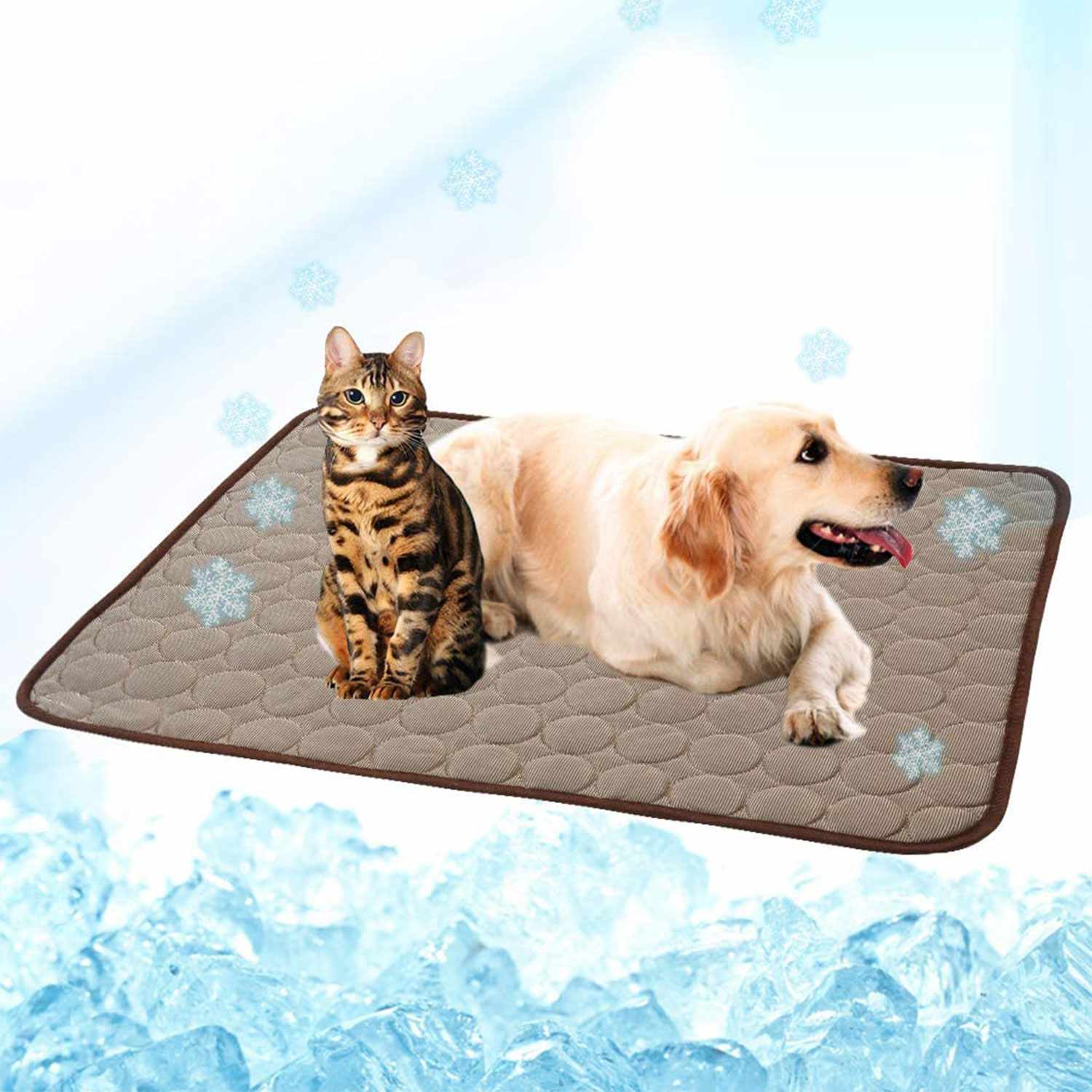 Pet Cooling Mat Cold Ice Silk Pad Non-slip Summer Sleeping Bed for Dog & Cat Mat 