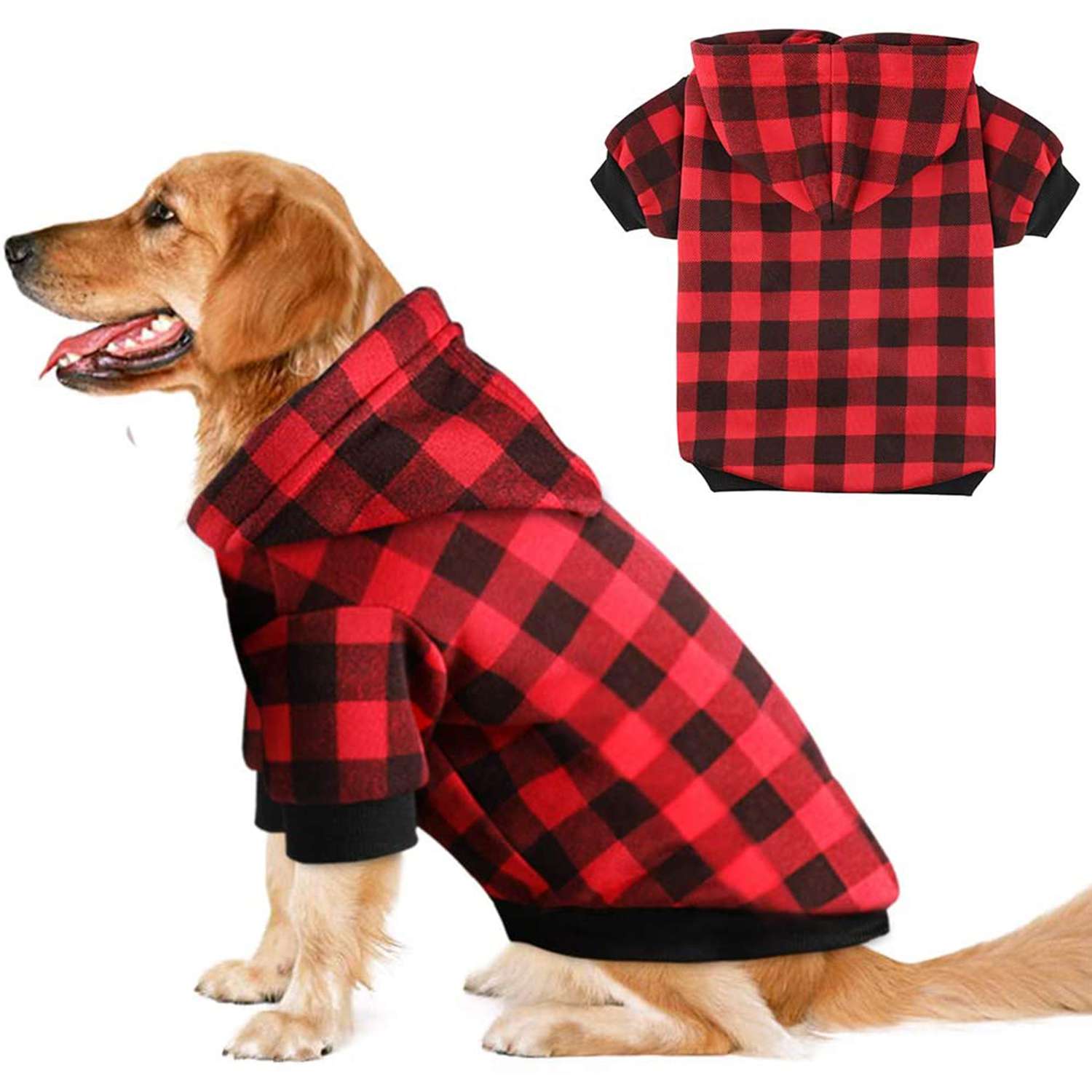KOOLTAIL Plaid Dog Jumper Warm Dog Sweater Soft Winter Clothes for Dogs Puppy Pink