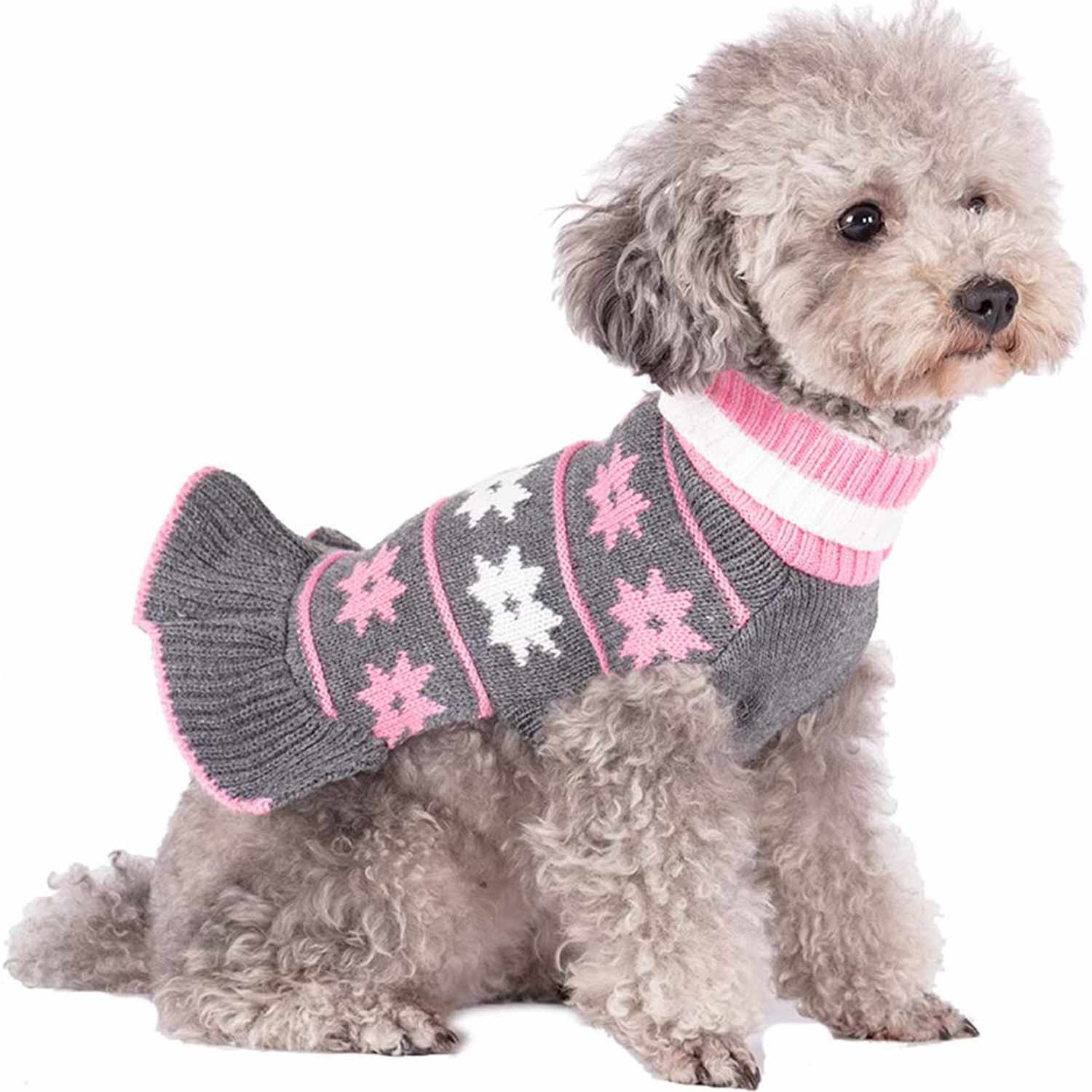 CHBORCHICEN Pet Dog Sweaters Classic Knitwear Turtleneck Winter Warm Puppy Clothing Cute Strawberry and Heart Doggie Sweater 