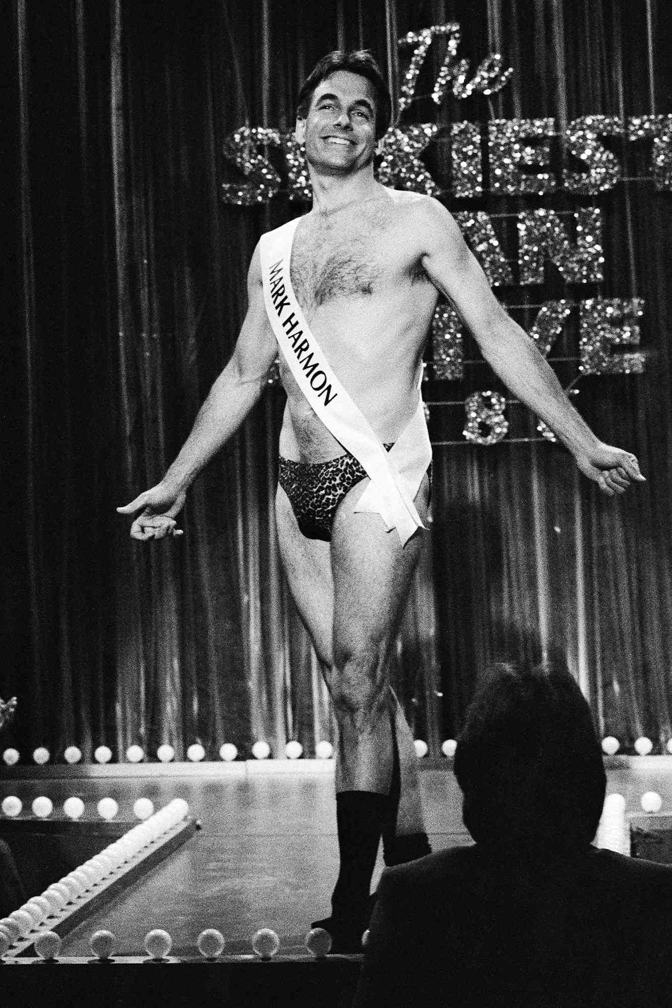 SATURDAY NIGHT LIVE -- Episode 18 -- Pictured: Mark Harmon during 'The Sexiest Man Alive 1986' skit on May 9, 1987 -- Photo by: Alan Singer/NBC/NBCU Photo Bank