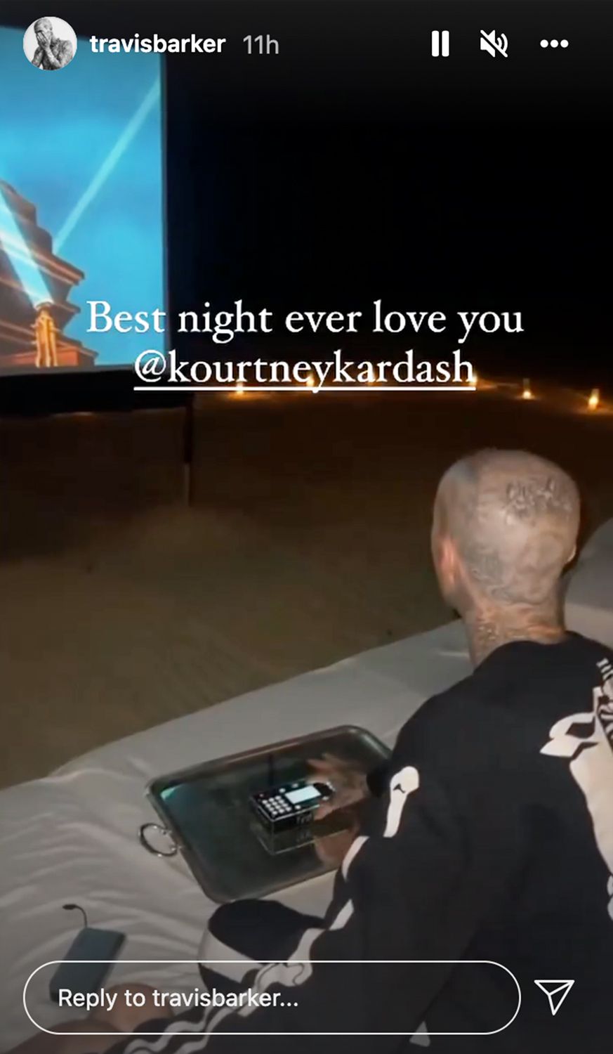 Kourtney Kardashian and Travis Barker Enjoy Beachside Movie Night with Fireworks: 'Best Night Ever'