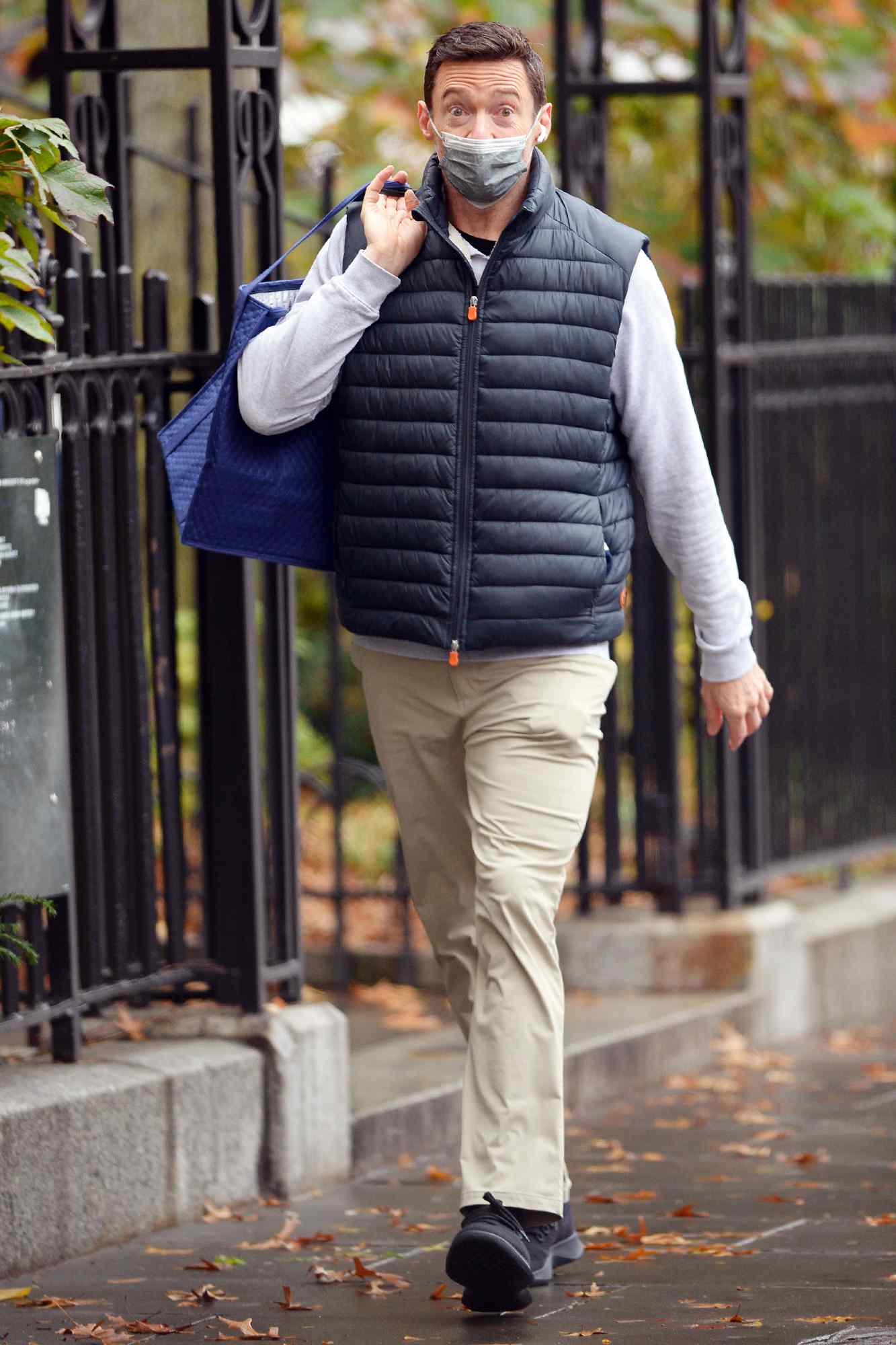 Hugh Jackman is photographed going grocery shopping in the West Village neighborhood of New York City