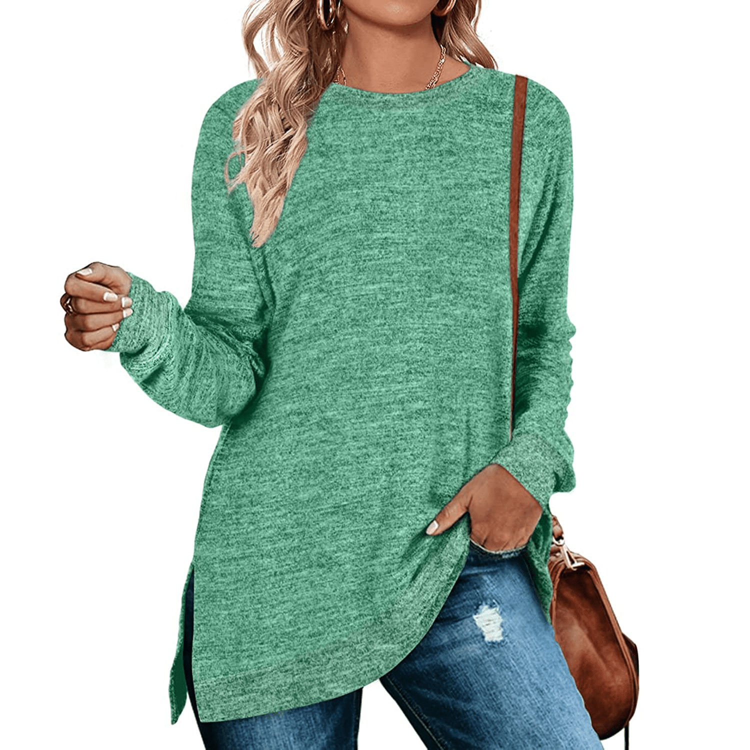 Women Crewneck Sweatshirts Long Sleeve Casual Tops Plus Size Sweaters Tunics