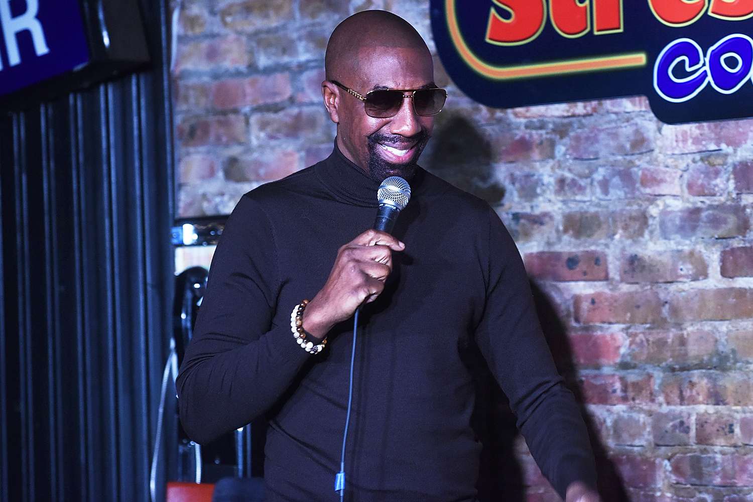 JB Smoove performs at The Stress Factory Comedy Club on January 14, 2022 in New Brunswick, New Jersey.
