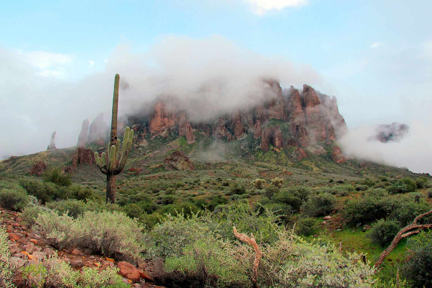 Superstition Mountain in Lost Dutchman State Park in Apache Junction, Arizona