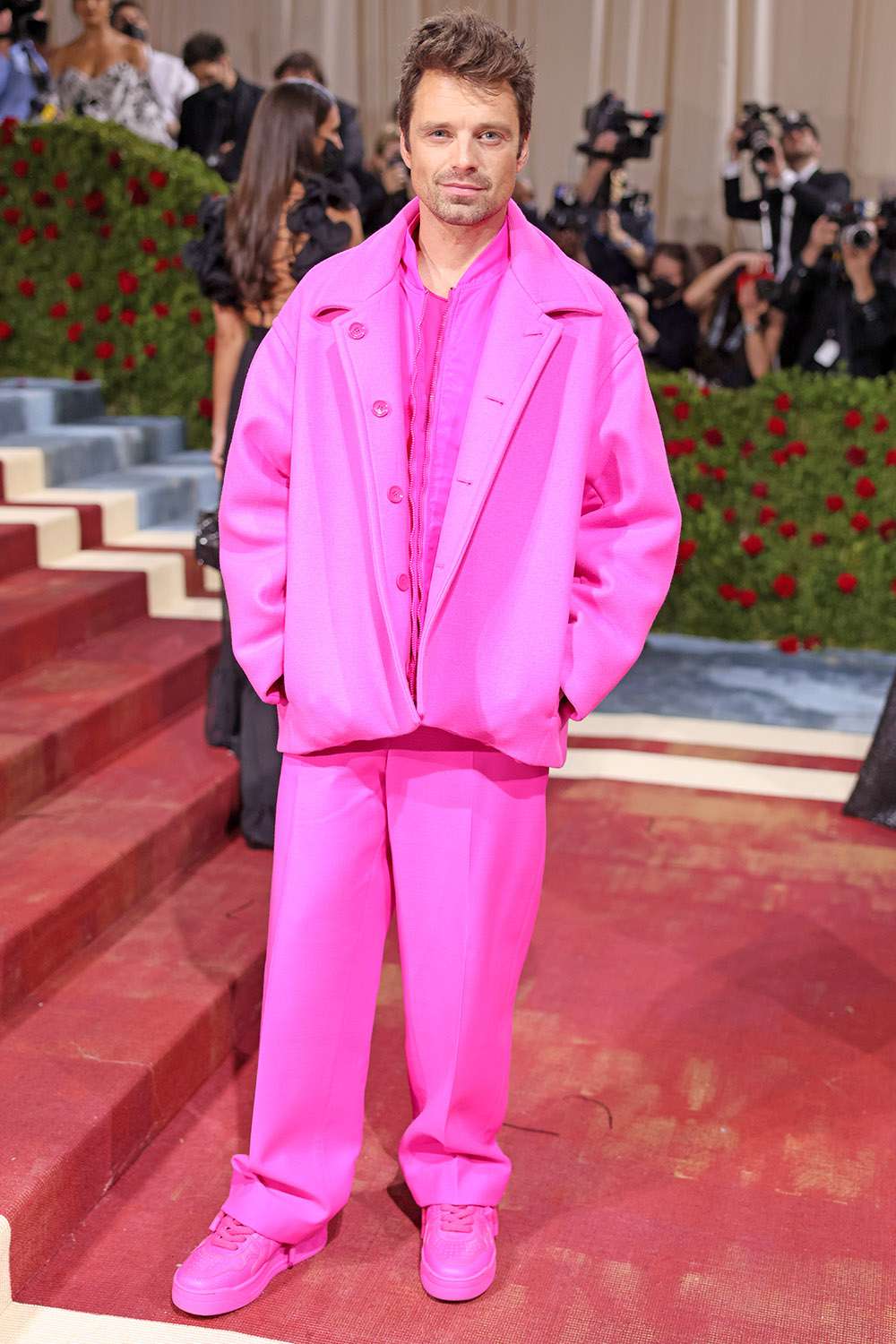 Sebastian Stan Wears Hot Pink Suit to 2022 Met Gala | PEOPLE.com
