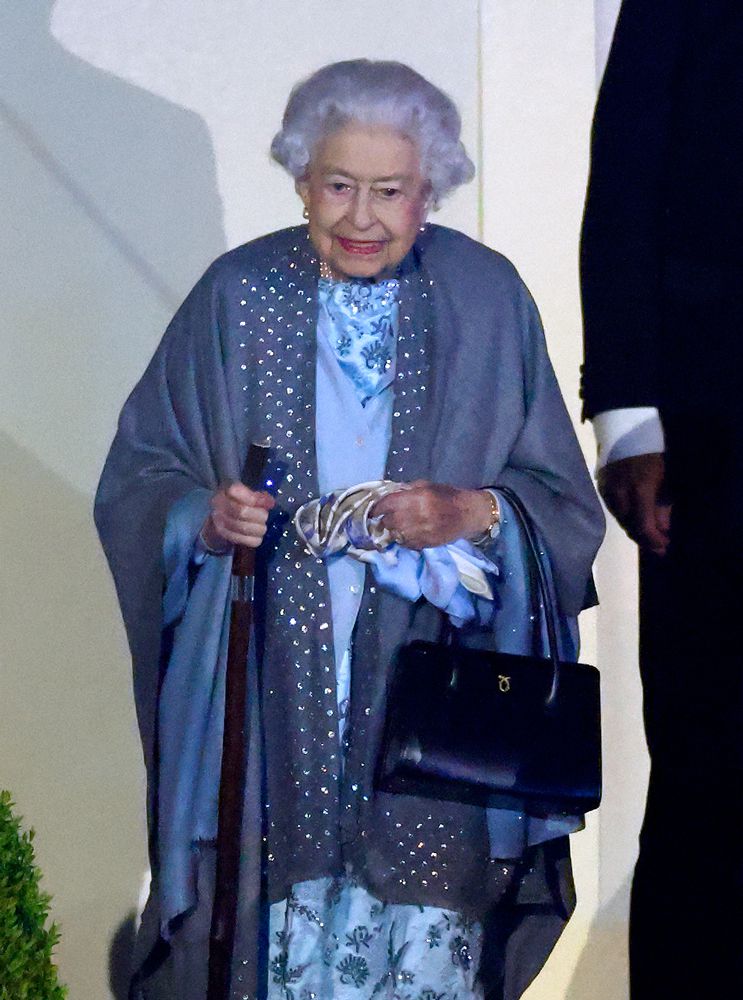 Queen Elizabeth II departs after attending the 'A Gallop Through History' performance, part of the official celebrations for Queen Elizabeth II's Platinum Jubilee during the Royal Windsor Horse Show at Home Park, Windsor Castle on May 15, 2022 in Windsor, England. The Royal Windsor Horse Show continued the Platinum Jubilee celebrations with the 'A Gallop Through History' event. Each evening, the Platinum Jubilee celebration saw over 500 horses and 1,000 performers create a 90-minute production that took the audience on a 'gallop through history' from Elizabeth I to the present day.