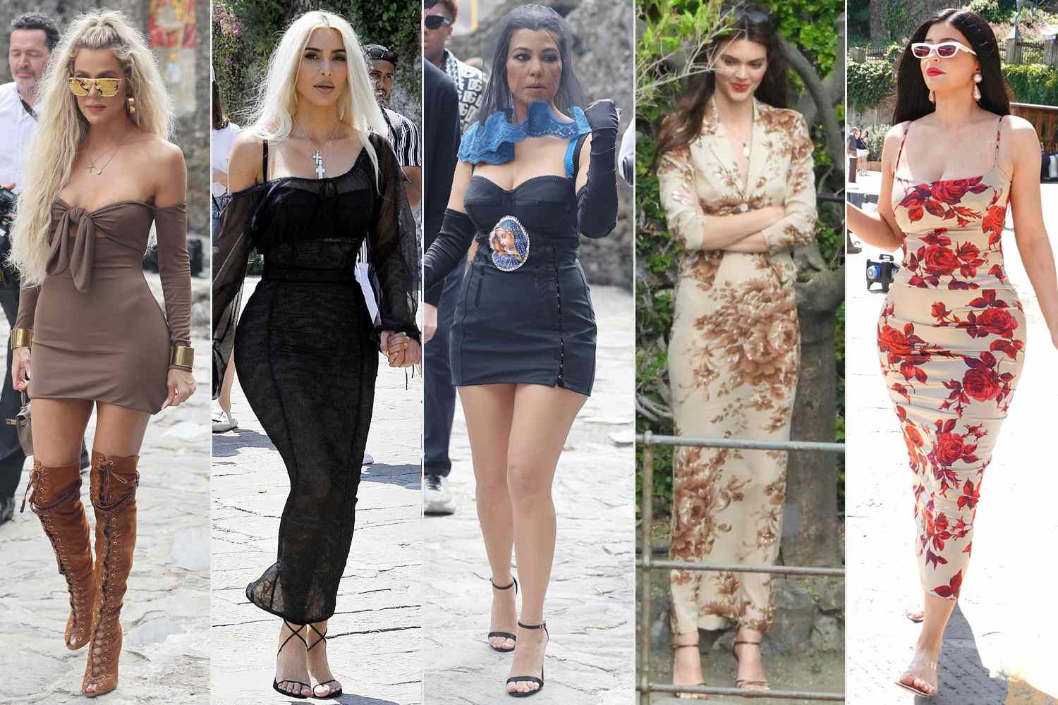PORTOFINO, ITALY - MAY 21: Khloe Kardashian arriving for lunch at the Abbey of San Fruttuoso on May 21, 2022 in Portofino, Italy. (Photo by NINO/GC Images); Portofino, ITALY - Kim Kardashian is seen wearing a fitted black dress while with her daughter North West in Portofino ahead of Kourtney Kardashian's wedding to Travis Barker. Pictured: Kim Kardashian - North West BACKGRID USA 21 MAY 2022 BYLINE MUST READ: Cobra Team / BACKGRID USA: +1 310 798 9111 / usasales@backgrid.com UK: +44 208 344 2007 / uksales@backgrid.com *UK Clients - Pictures Containing Children Please Pixelate Face Prior To Publication*; PORTOFINO, ITALY - MAY 21: Kourtney Kardashian arriving for lunch at the Abbey of San Fruttuoso on May 21, 2022 in Portofino, Italy. (Photo by NINO/GC Images); Kendall Jenner and Devin Booker attending Kourtney Kardashian's wedding in Portofino. 21 May 2022 Pictured: Kendall Jenner, Devin Booker. Photo credit: MEGA TheMegaAgency.com +1 888 505 6342; Kylie Jenners, Khloe Kardashian, Kourtney Kardashian, Travis Barker, Kris Jenner on Dolce and Gabbana's yacht. 21 May 2022 Pictured: Kylie Jenners. Photo credit: MEGA TheMegaAgency.com +1 888 505 6342