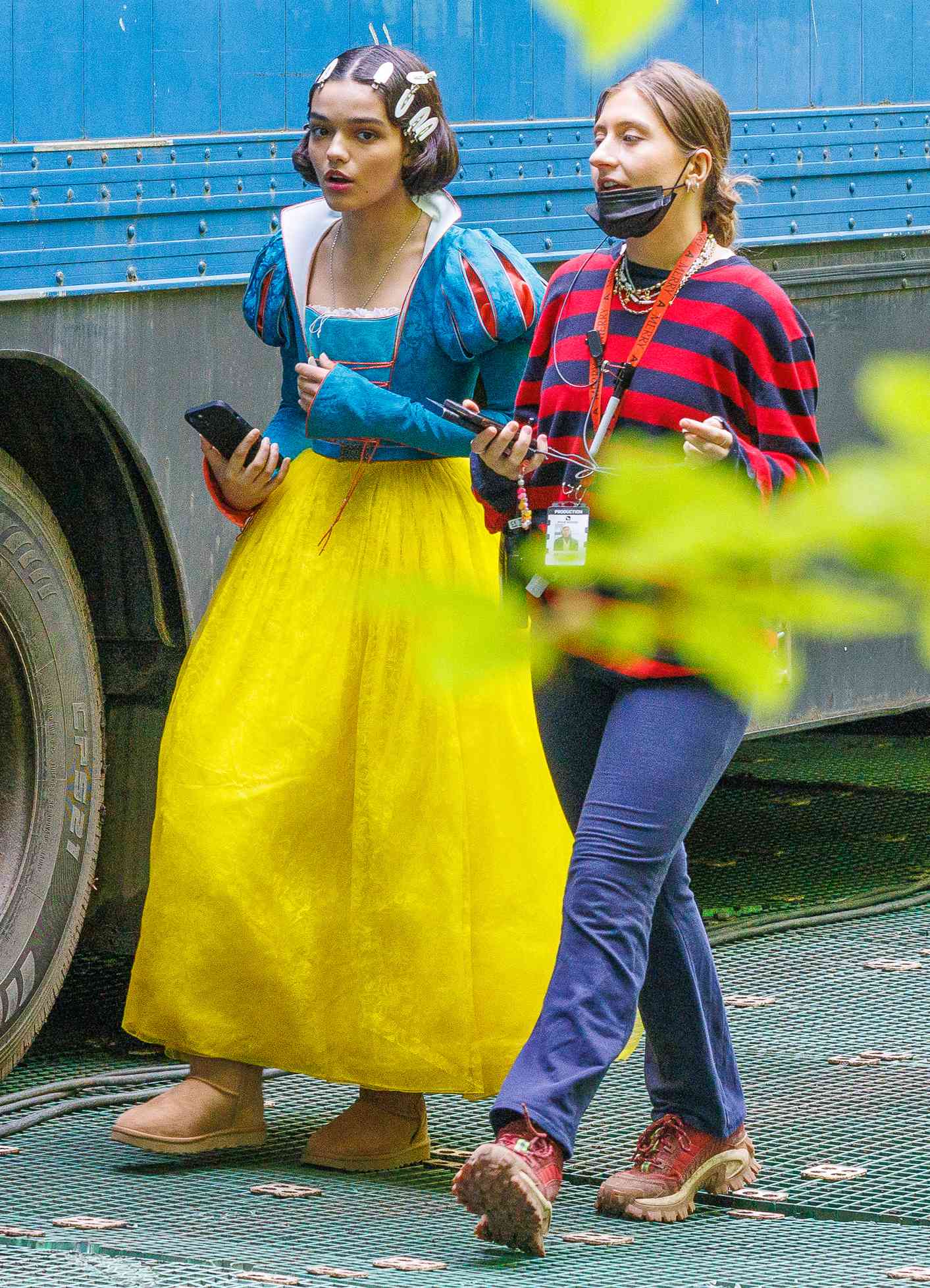 EXCLUSIVE: NO WEB BEFORE 3.30PM GMT 21ST MAY 2022 - The first look at Rachel Zegler playing Snow White in the Disney live action remake of the classic fairytale. The Golden Globe winning actress, who shot to fame as Maria Vasquez in the 2021 musical drama West Side Story, was spotted on set for the first time wearing her Snow White costume in London. Zegler faced an angry backlash after the casting was announced, with some people claiming it was wrong to cast a Latina actor in the role. She brushed off the criticism and said she was very excited to bring the role to life. Disney has faced mounting criticism in October 2020 added a content warning for racism in classic films admitting to negative depictions and mistreatment of people from differing cultures. Casting Rachel, who is of Colombian descent, appears to be a push to change the narrative and perception many have of the Disney brand. Pictured: Rachel Zegler Ref: SPL5311113 180522 EXCLUSIVE Picture by: Spartacus / SplashNews.com Splash News and Pictures USA: +1 310-525-5808 London: +44 (0)20 8126 1009 Berlin: +49 175 3764 166 photodesk@splashnews.com World Rights