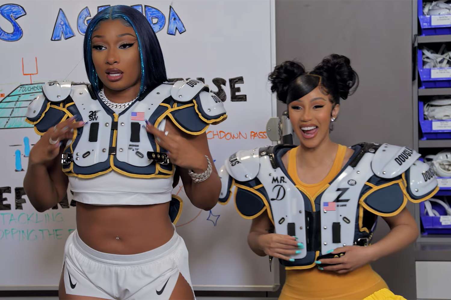 Cardi B and Megan Thee Stallion Learn to Play Football from the LA Chargers on New Cardi Tries Episode