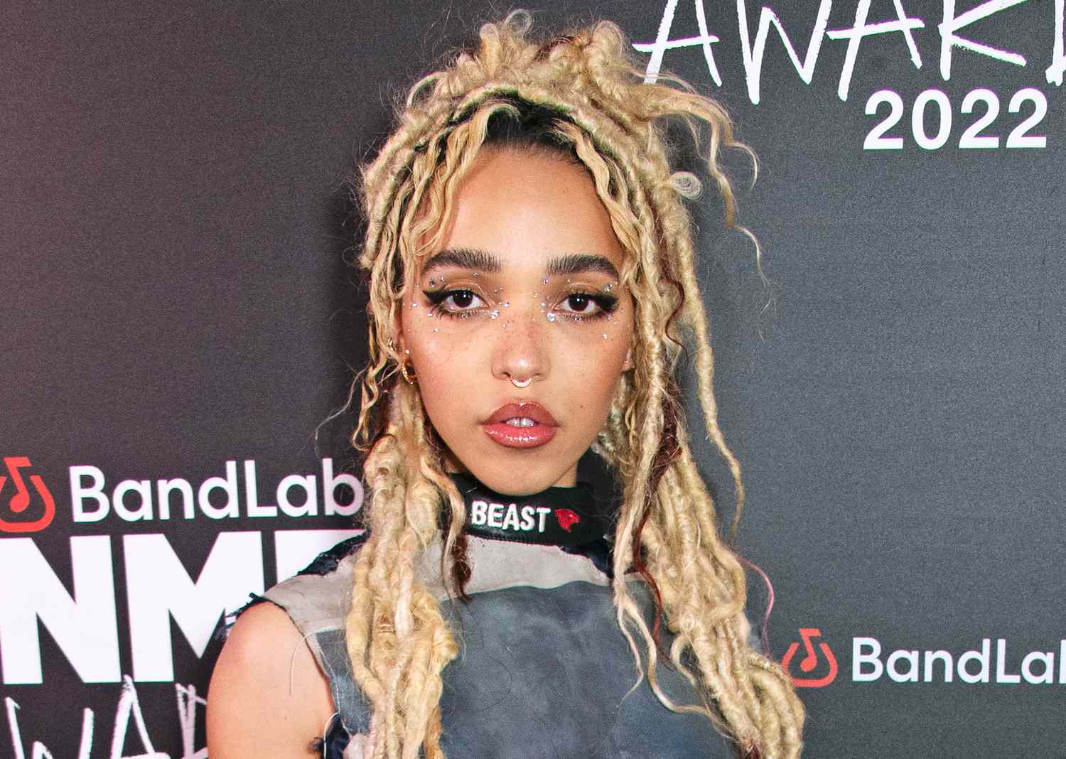 FKA Twigs arrives at The NME Awards 2022 at the O2 Academy Brixton on March 2, 2022 in London, England.