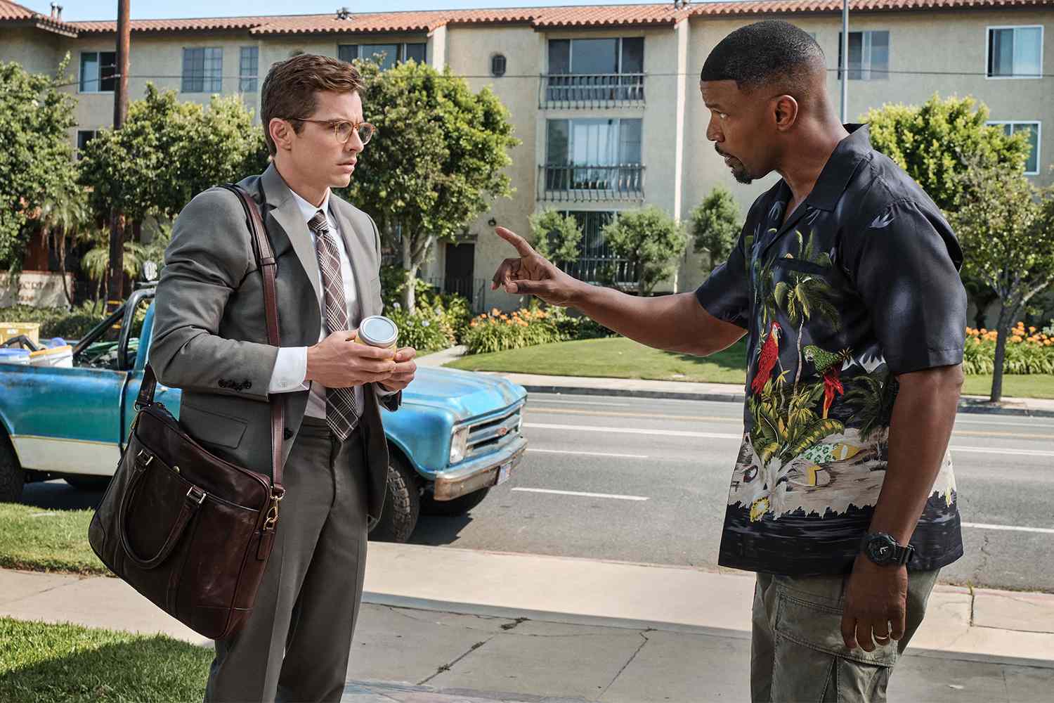 DAY SHIFT. (L to R) Dave Franco as Seth and Jamie Foxx as Bud in Day Shift.